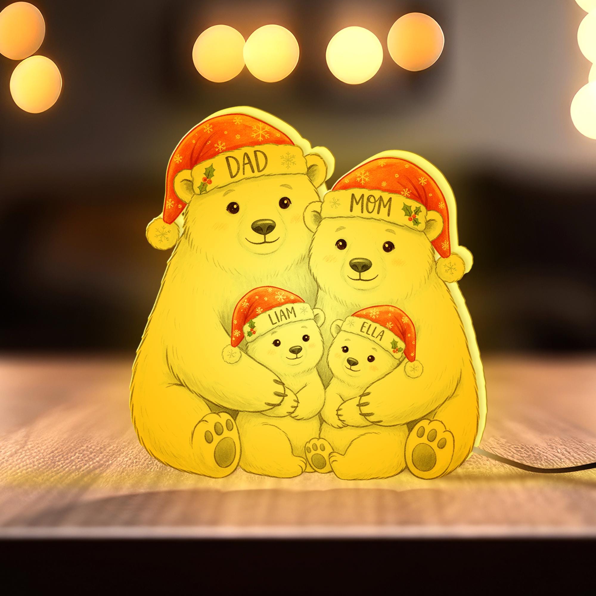 Custom Bear Family Light Box: Personalized Polar Bear LED Lamp image 4