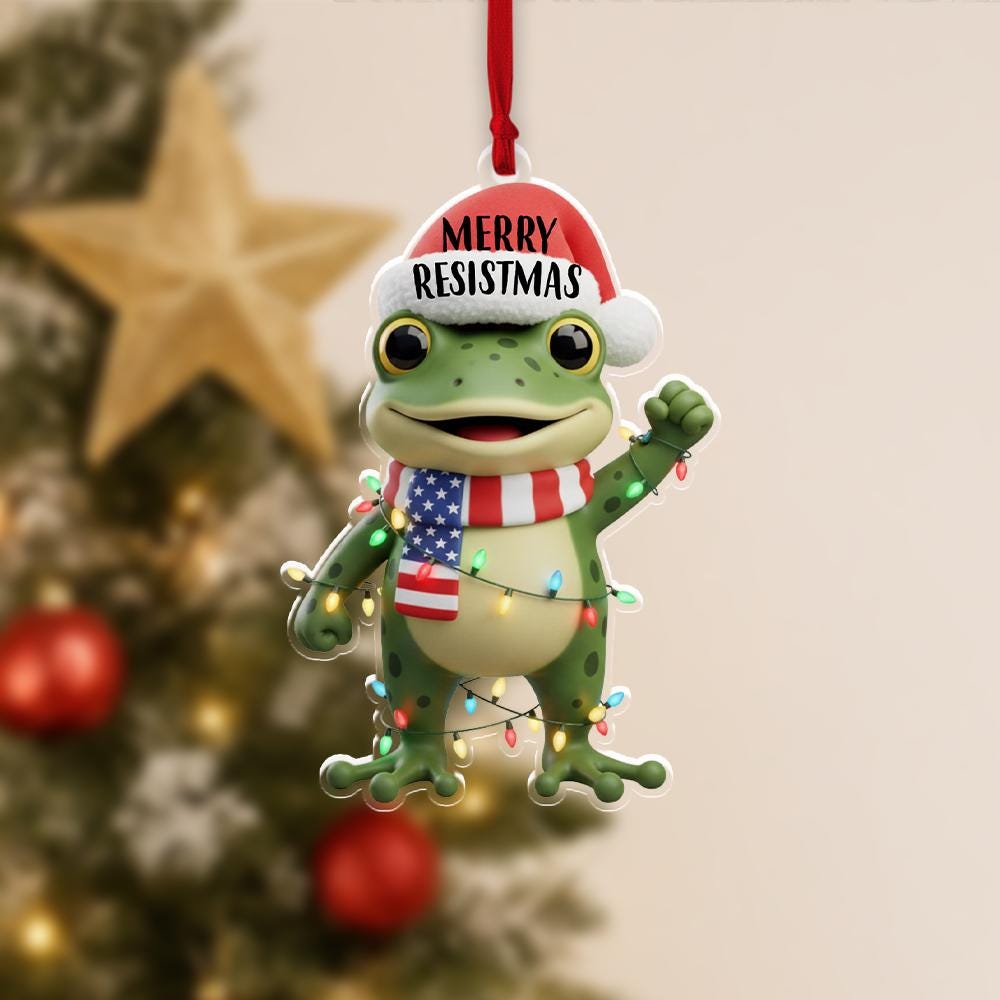 Funny Frog Christmas Ornament – Merry Resistmas Holiday Decoration Gift image 5