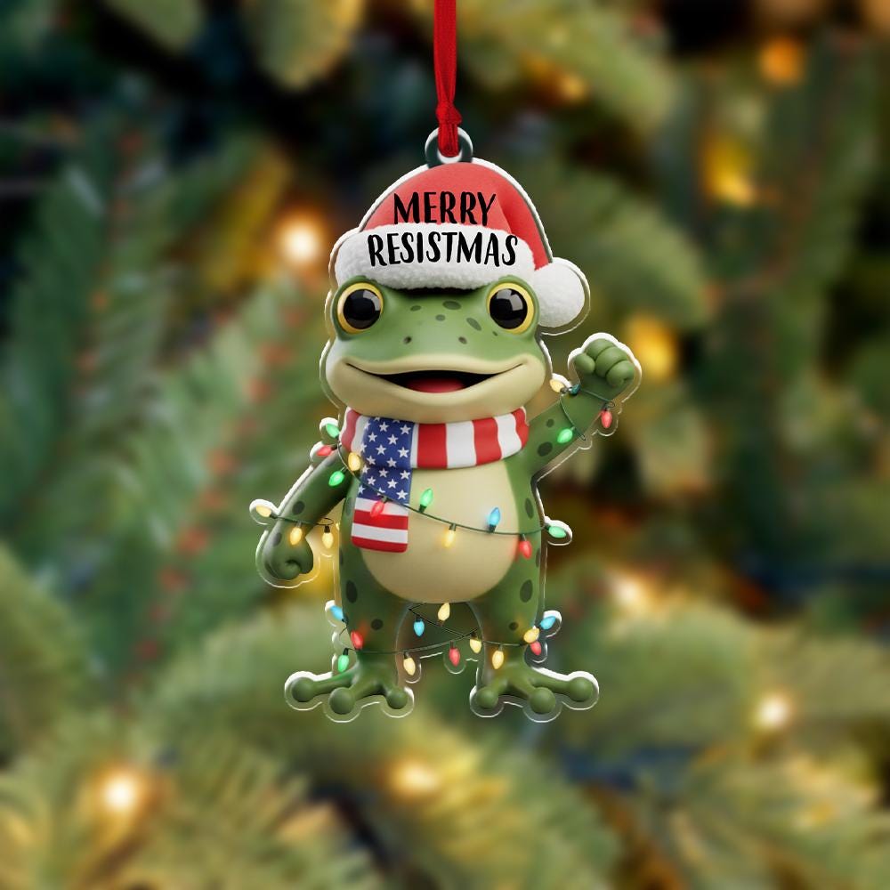 Funny Frog Christmas Ornament – Merry Resistmas Holiday Decoration Gift image 4