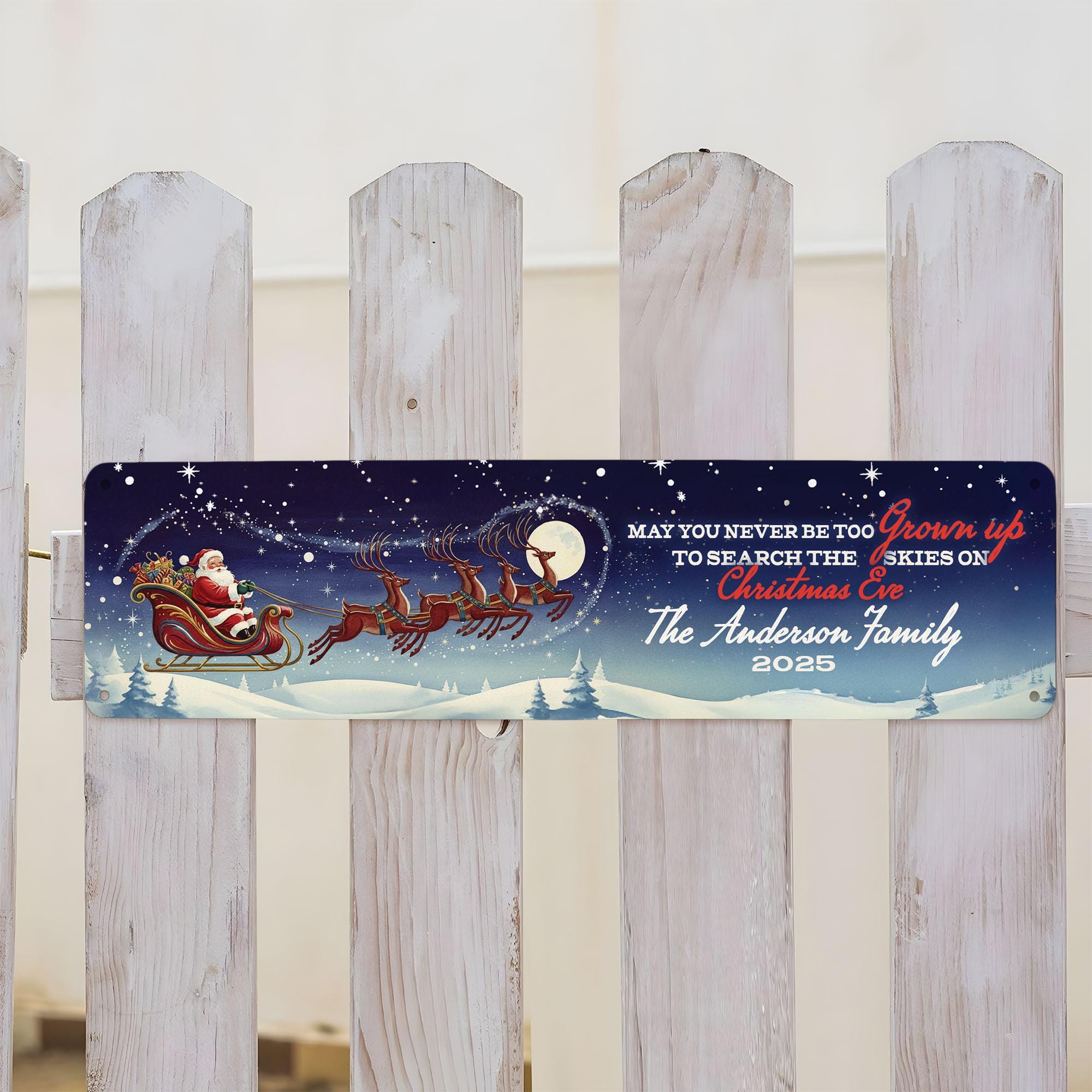 Custom Rectangle Metal Sign: Christmas Family Decor, Personalized Family Name image 1