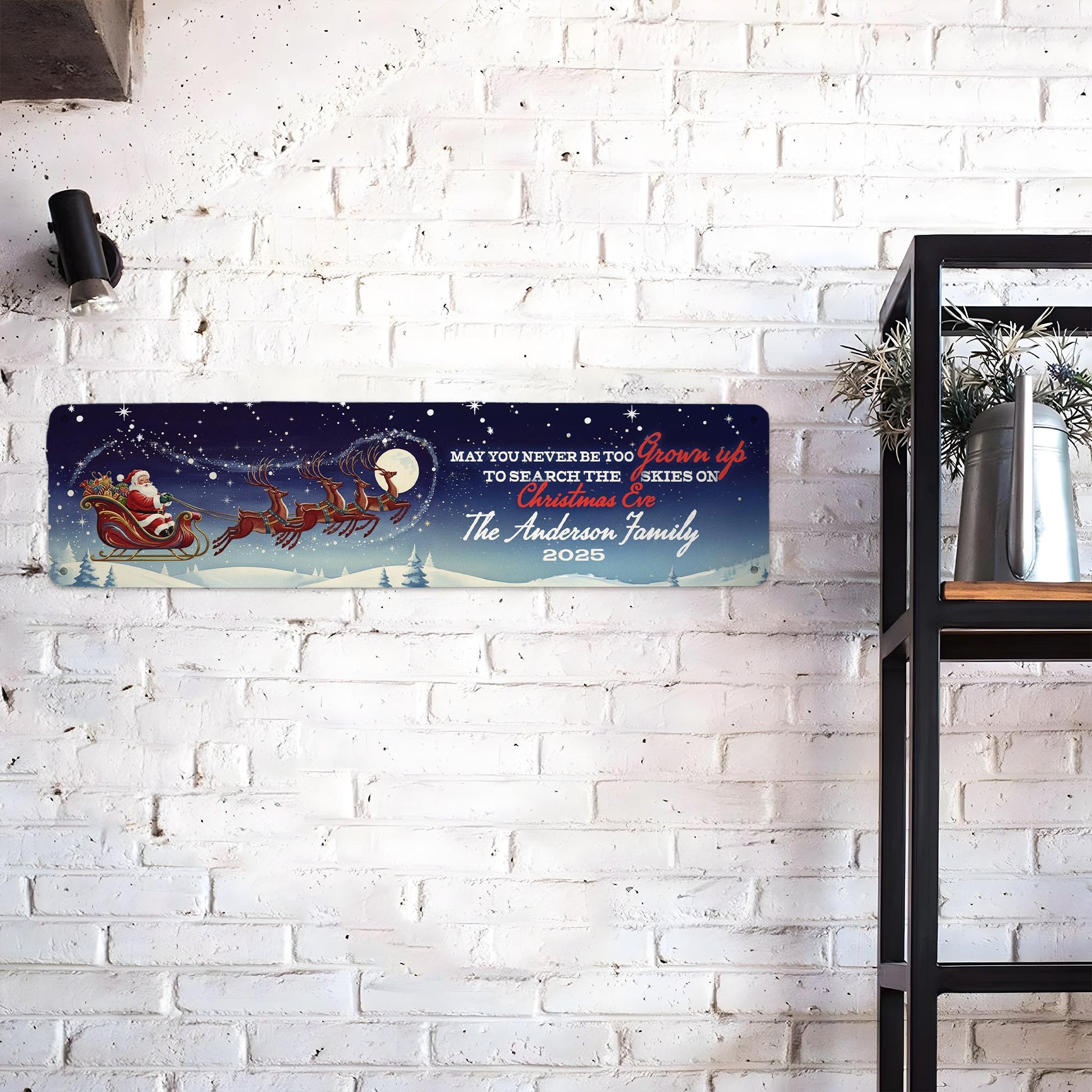 Custom Rectangle Metal Sign: Christmas Family Decor, Personalized Family Name image 2