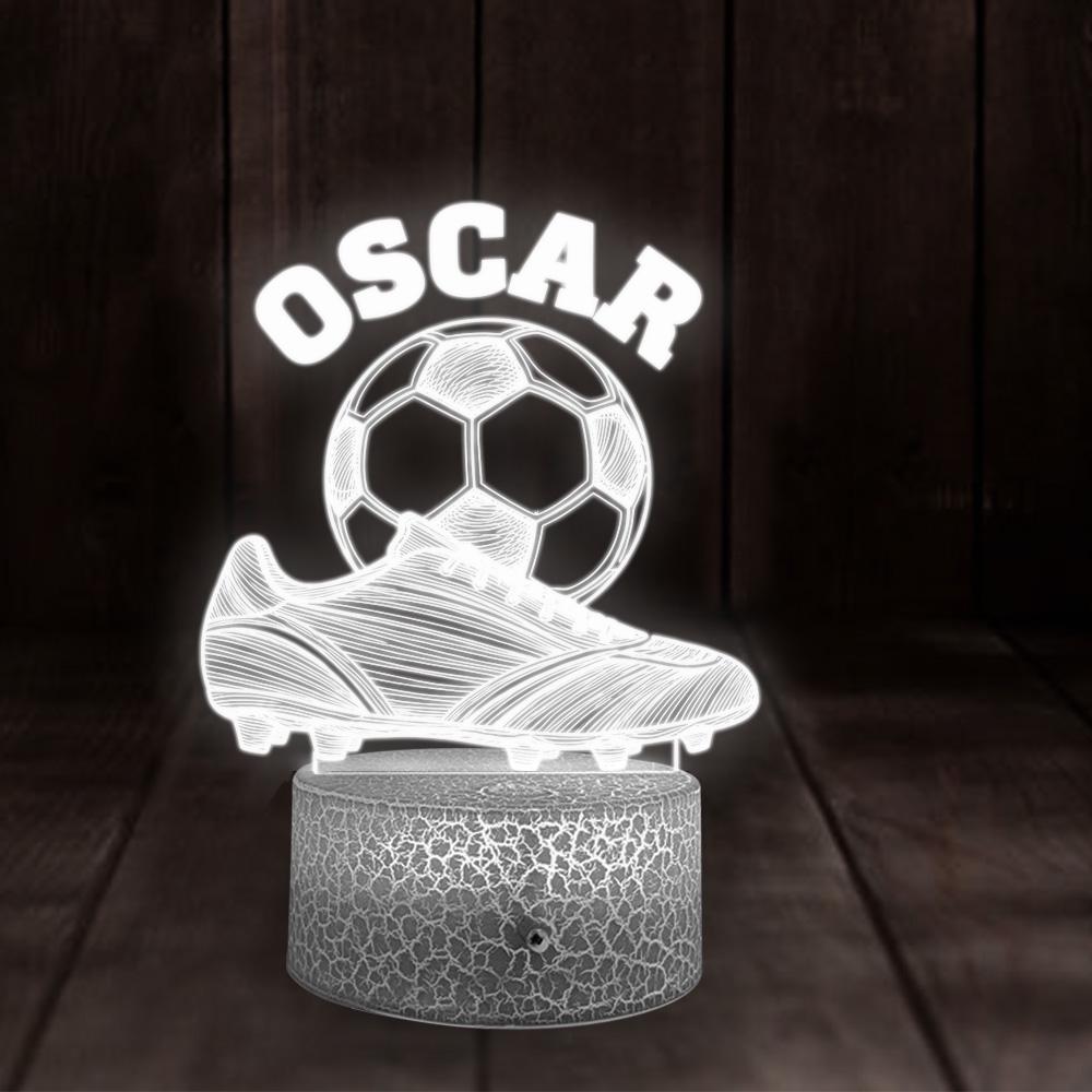 Custom Acrylic LED Night Light with Wood Base – Soccer Boot & Ball Design image 8