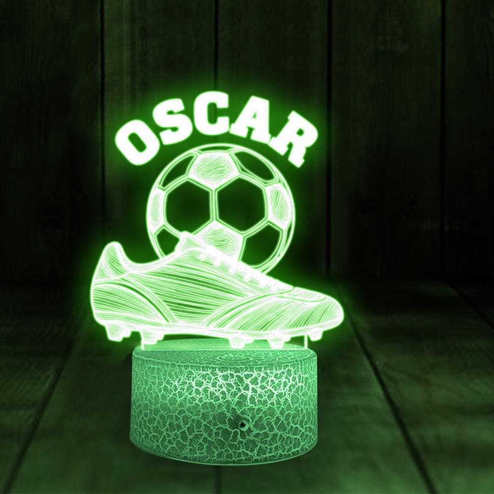 Custom Acrylic LED Night Light with Wood Base – Soccer Boot & Ball Design image 10