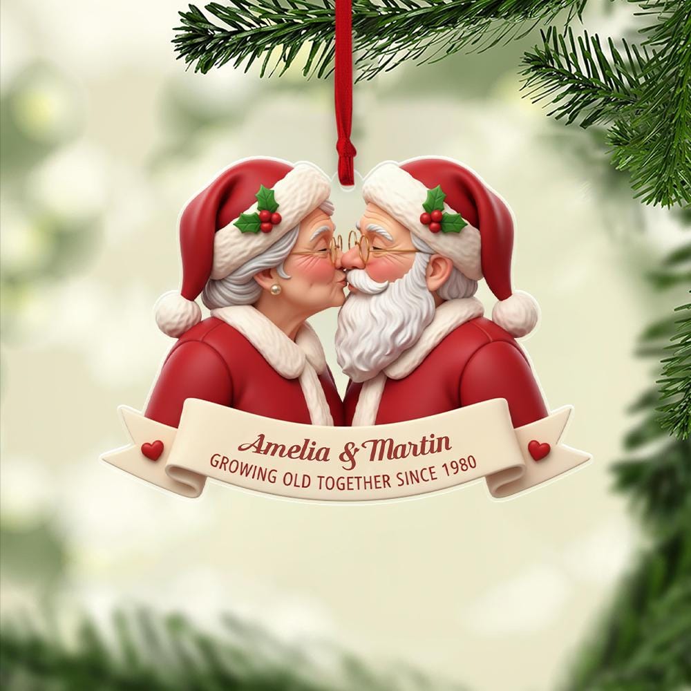 Mr and Mrs Claus Ornament: Personalized Christmas Couple Decoration image 2