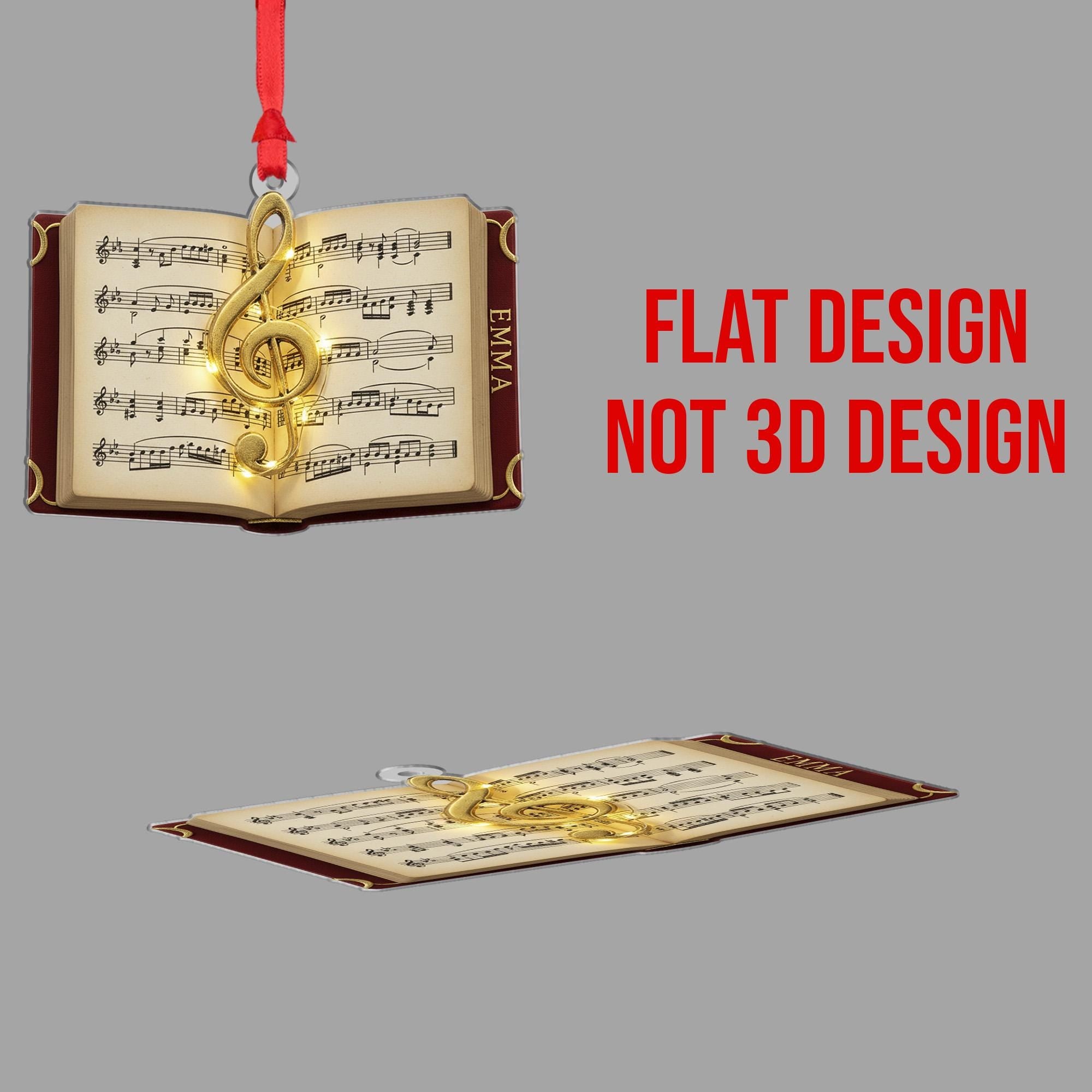 Personalized Music Book Ornament - Treble Clef Christmas Decor Keepsake image 2