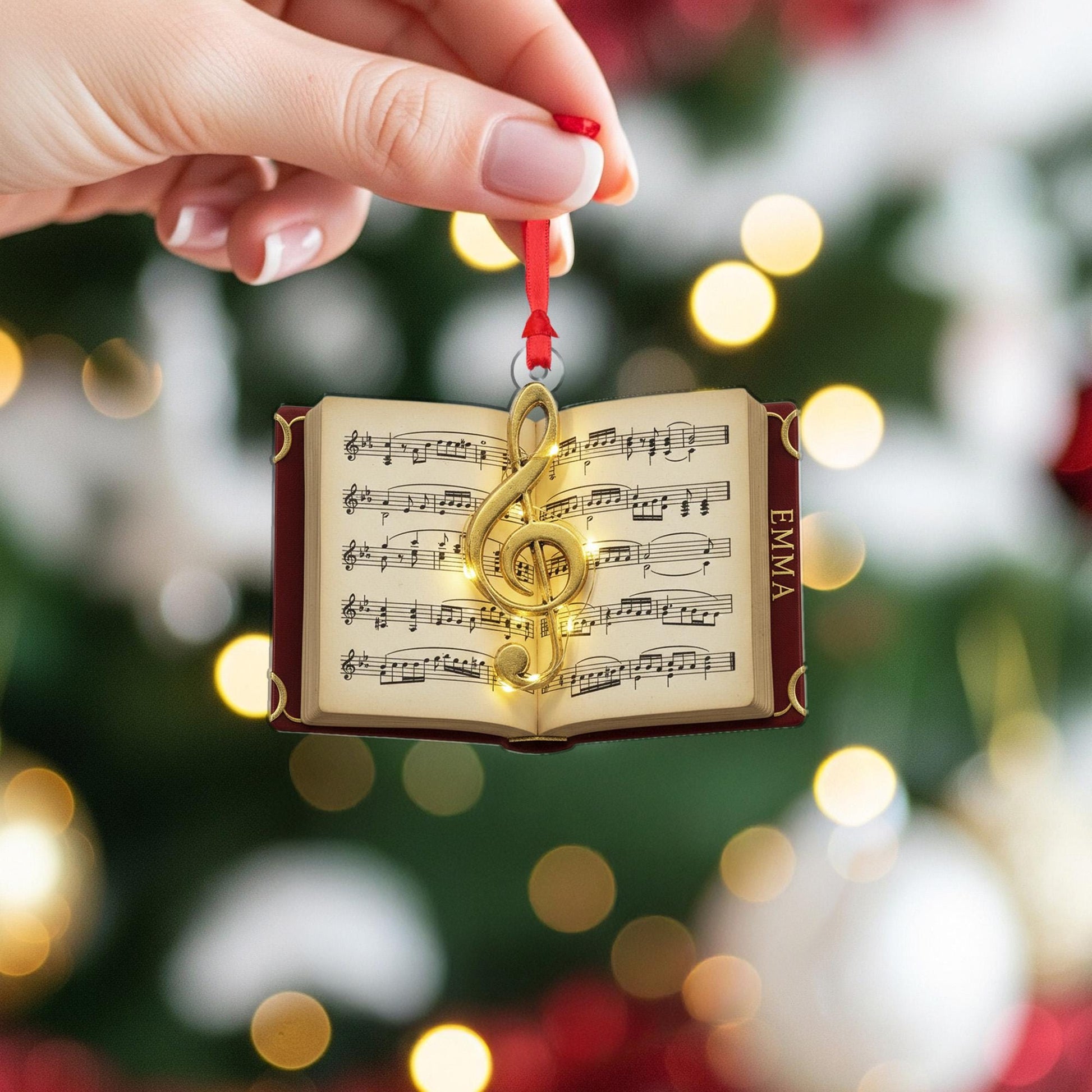 Personalized Music Book Ornament - Treble Clef Christmas Decor Keepsake image 5