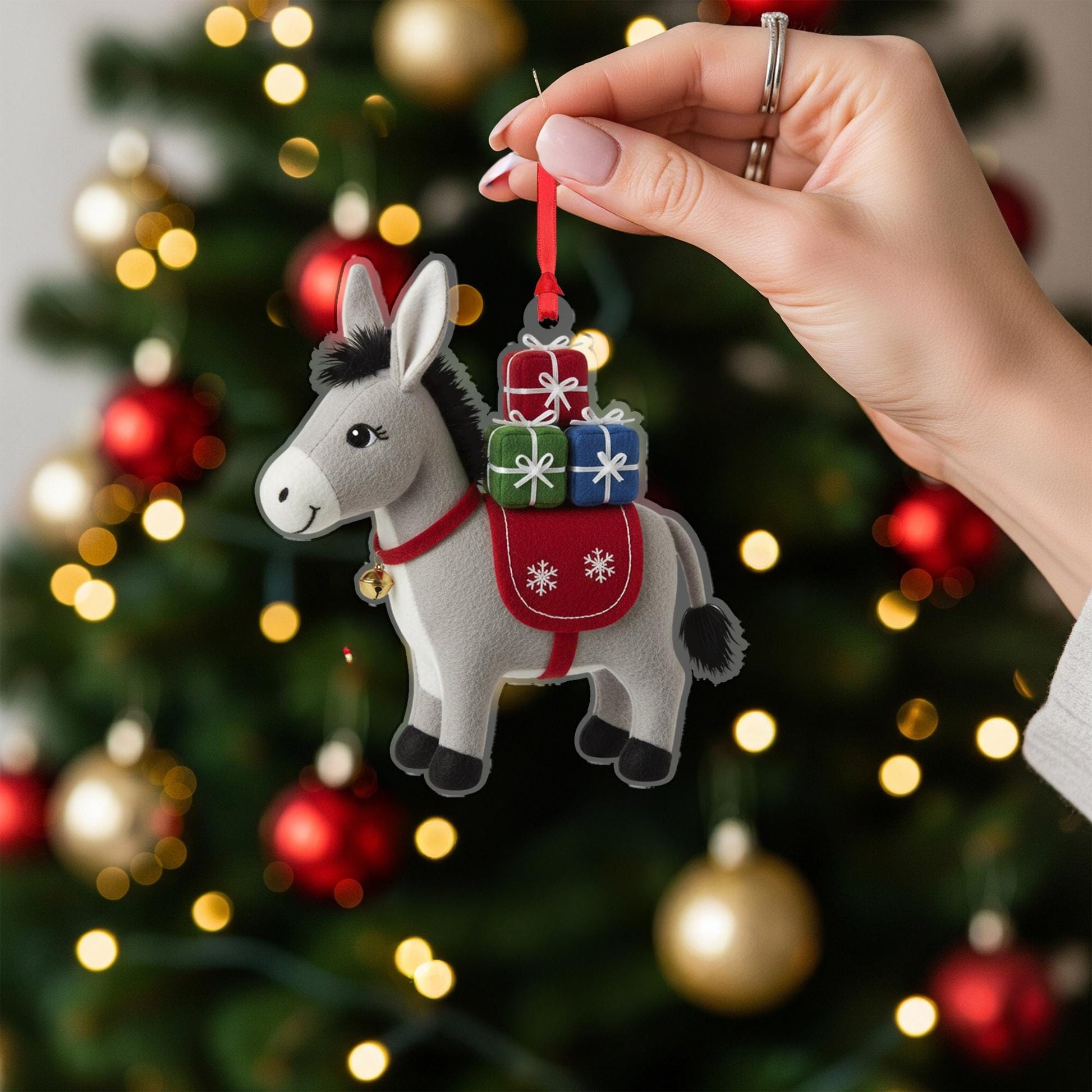 Festive Donkey Ornament - Christmas Tree Farm Animal Holiday Keepsake image 4