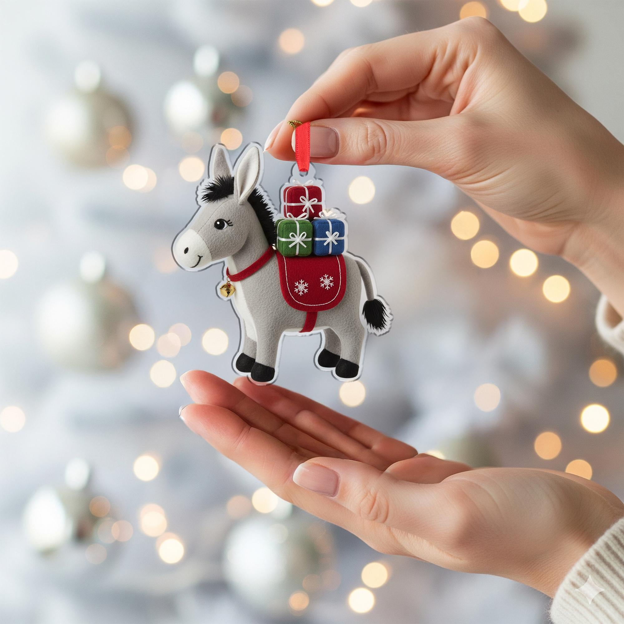 Festive Donkey Ornament - Christmas Tree Farm Animal Holiday Keepsake image 6