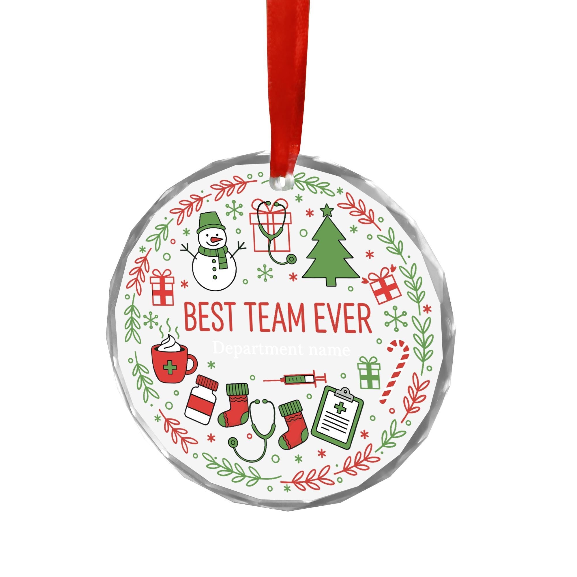 Custom Nurse Team Ornament - Holiday Wreath Department Appreciation Gift image 2