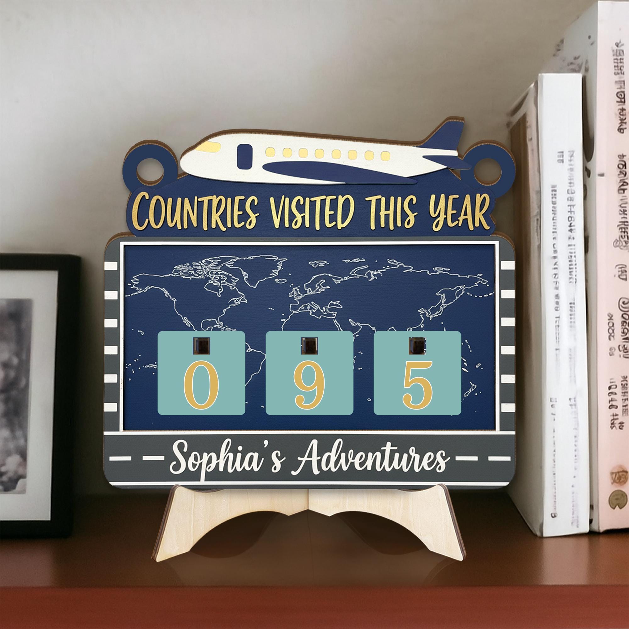Countries Visited Tracker Sign – Travel Countdown Display, World Map Wall Hanging for Travelers image 1