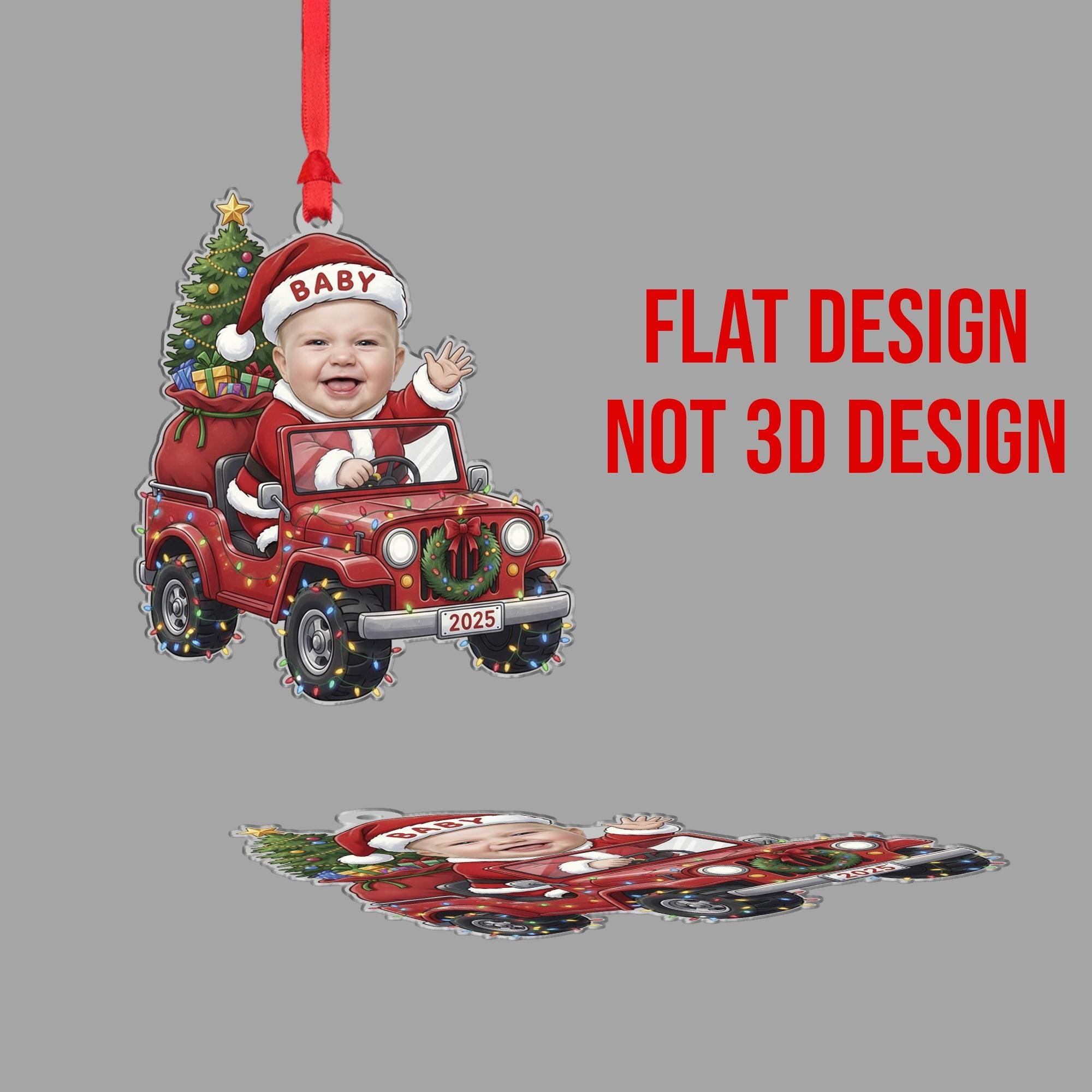 Custom Baby Photo Ornament – Christmas Jeep Decoration 2025, Personalized Holiday Keepsake for Tree image 6