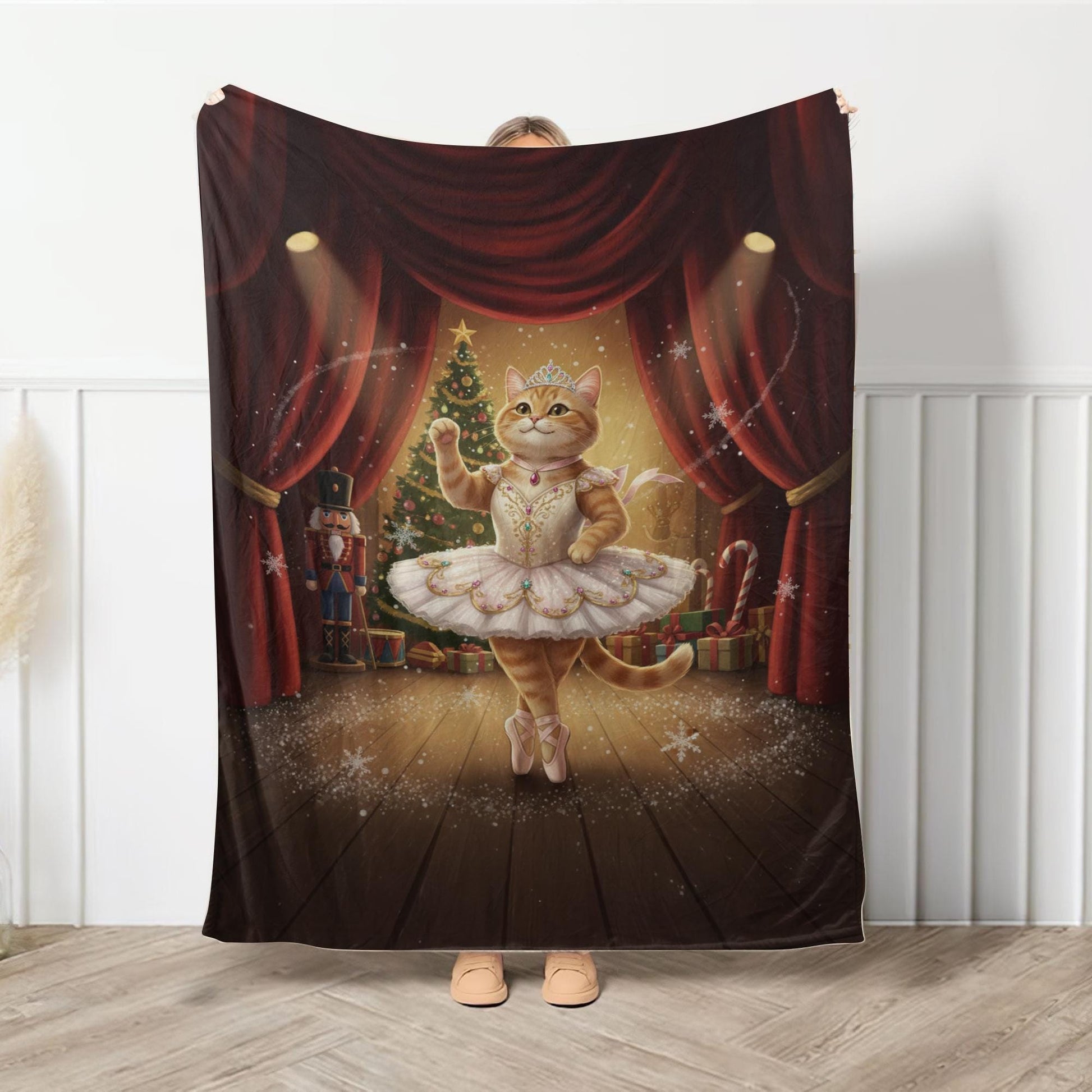 Custom Cat Photo Blanket – Ballet Stage Cat Print Plush Throw image 6