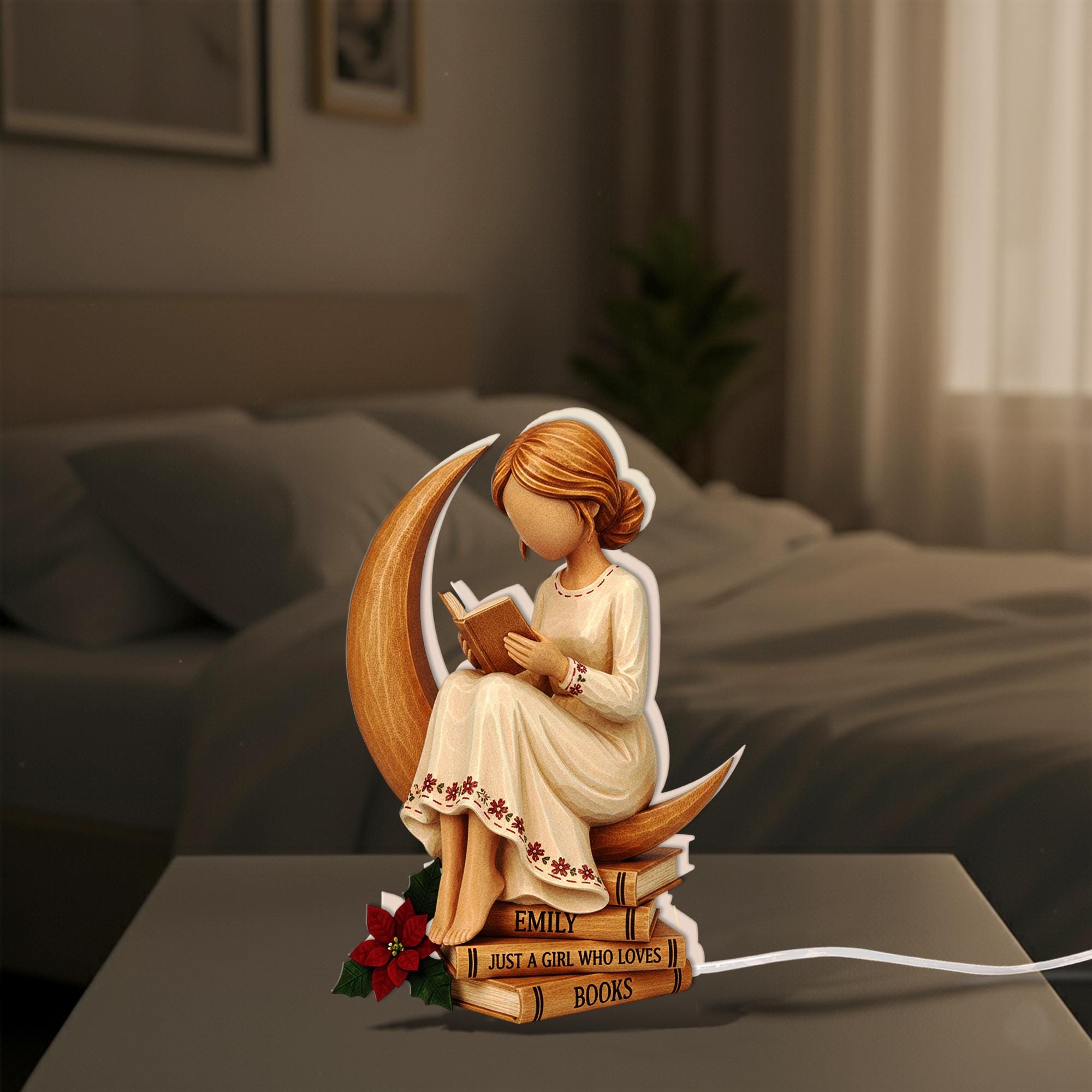 Custom Book Girl Night Light Box: Acrylic Reading Lamp image 2