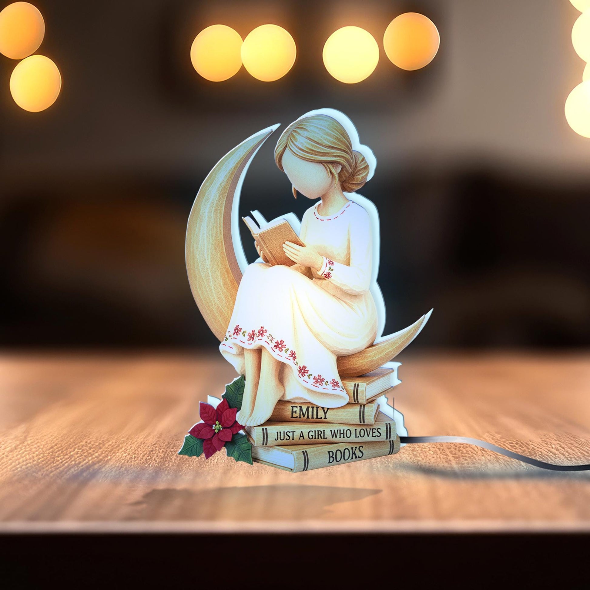 Custom Book Girl Night Light Box: Acrylic Reading Lamp image 3