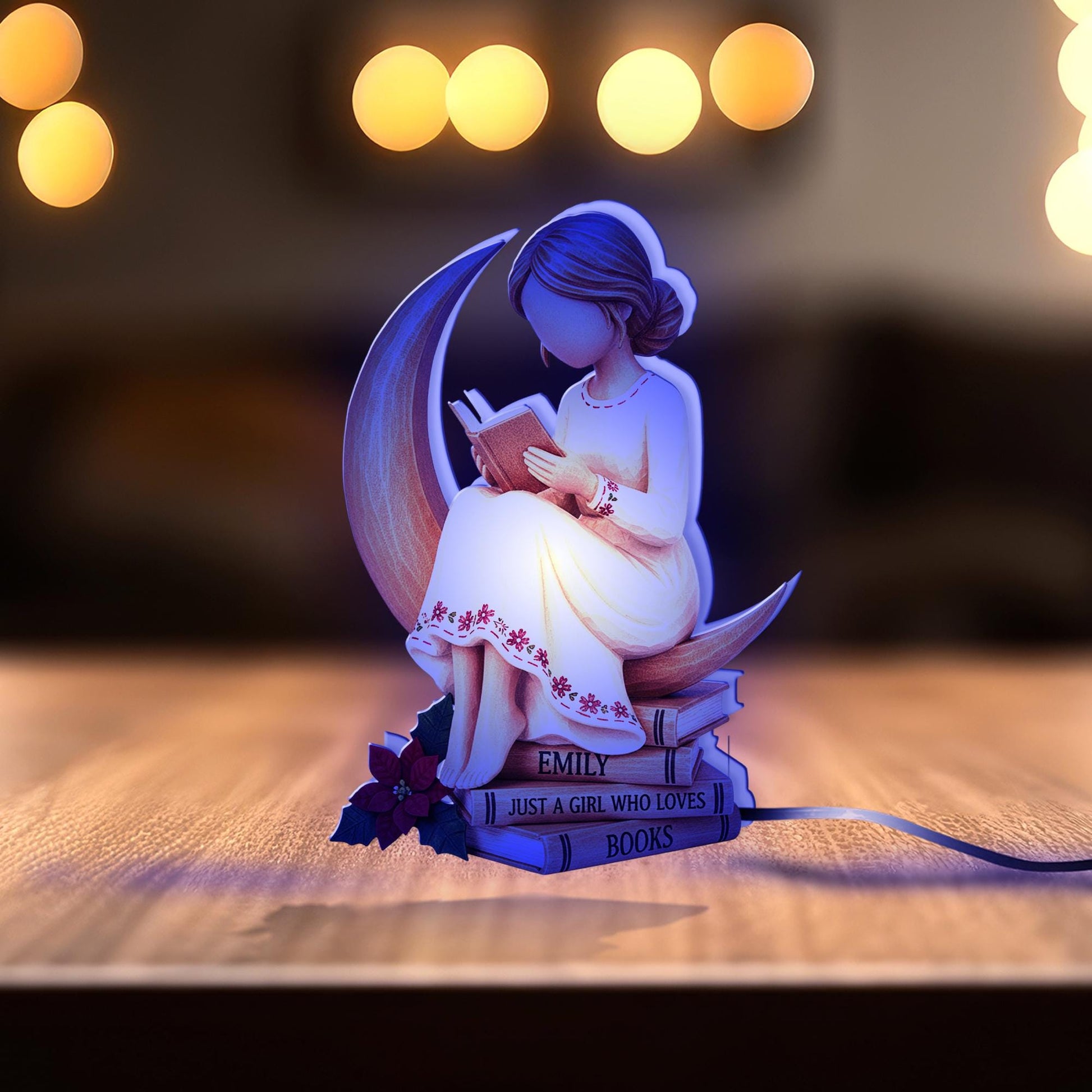 Custom Book Girl Night Light Box: Acrylic Reading Lamp image 5
