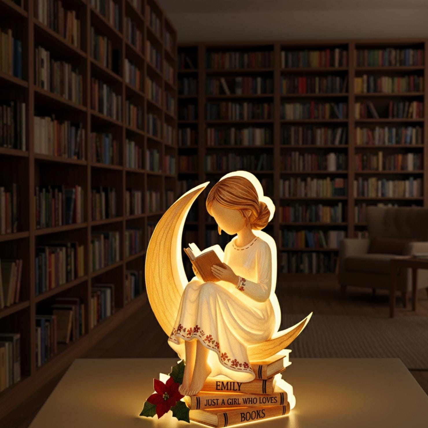 Custom Book Girl Night Light Box: Acrylic Reading Lamp image 4