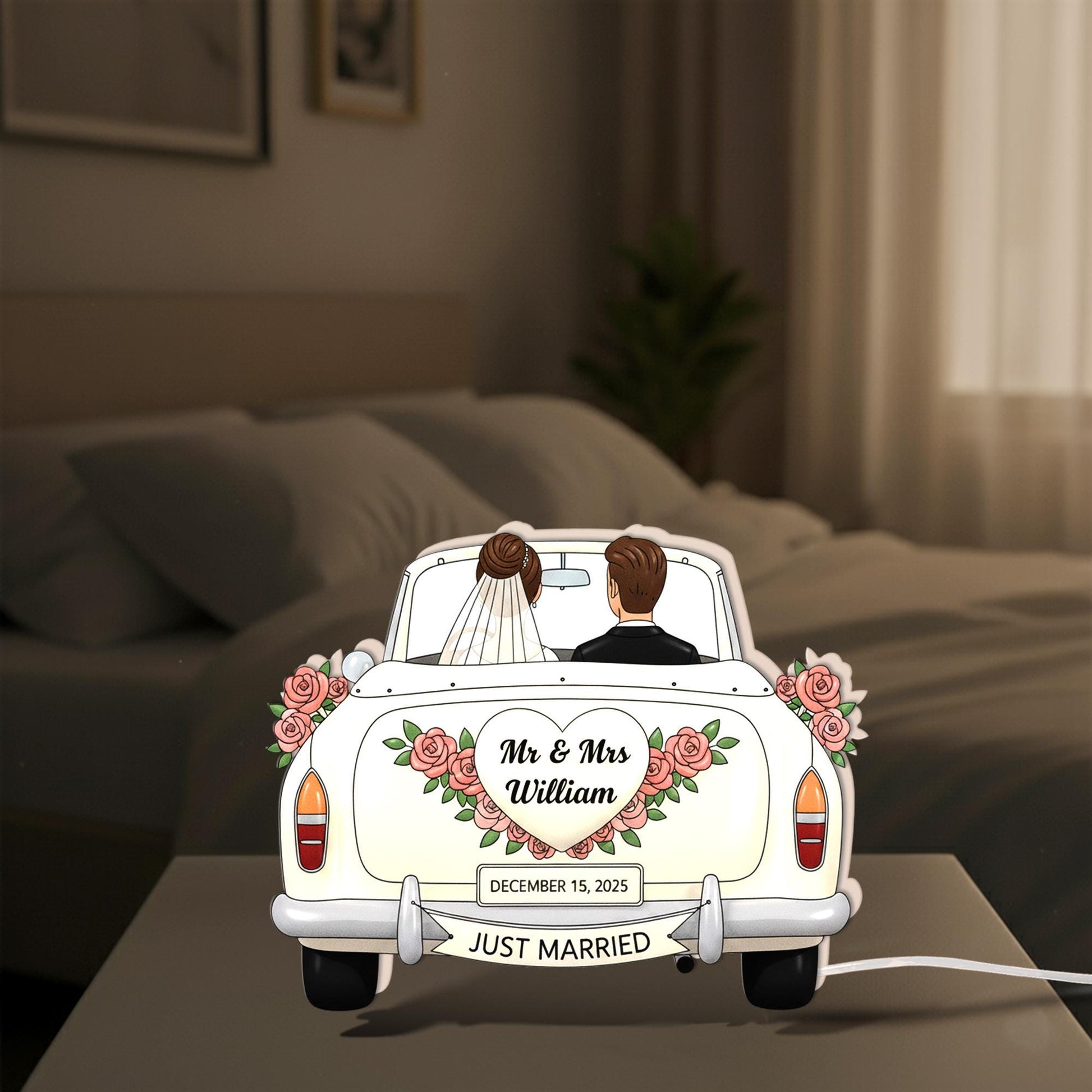Custom Wedding Night Light Box: Personalized Wedding Car Lamp image 6