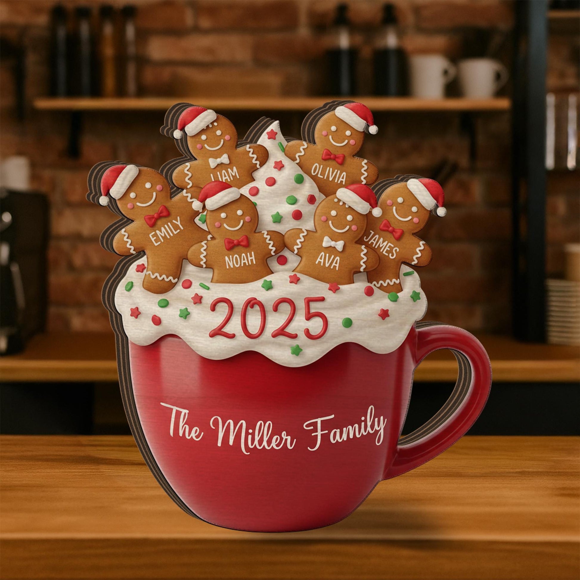 Custom Family Wooden Block | Personalized Gingerbread Decor image 3