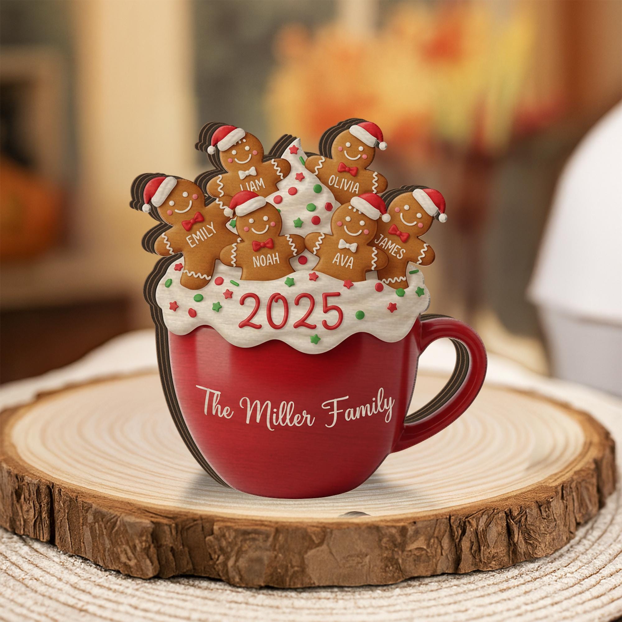 Custom Family Wooden Block | Personalized Gingerbread Decor image 6