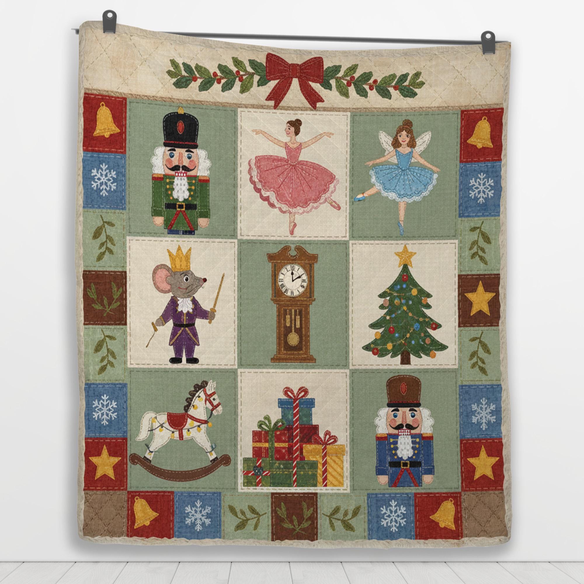 Nutcracker Quilt Blanket: Christmas Patchwork Style, Ballet Theme, Holiday Bedding image 7