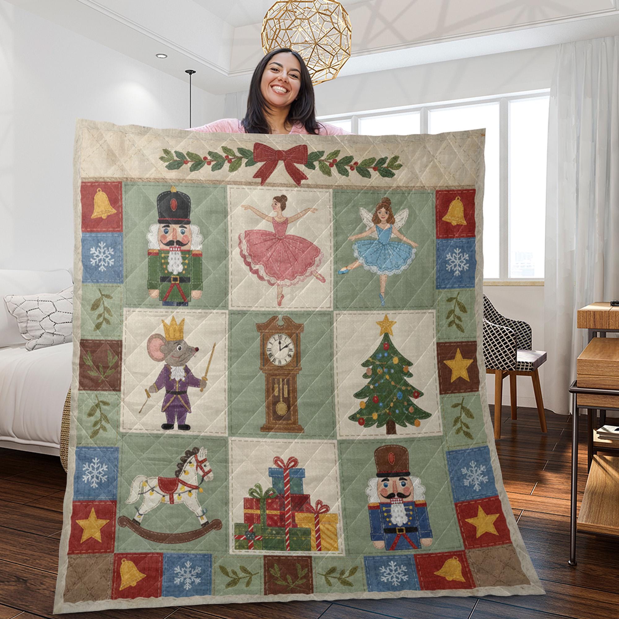Nutcracker Quilt Blanket: Christmas Patchwork Style, Ballet Theme, Holiday Bedding image 4