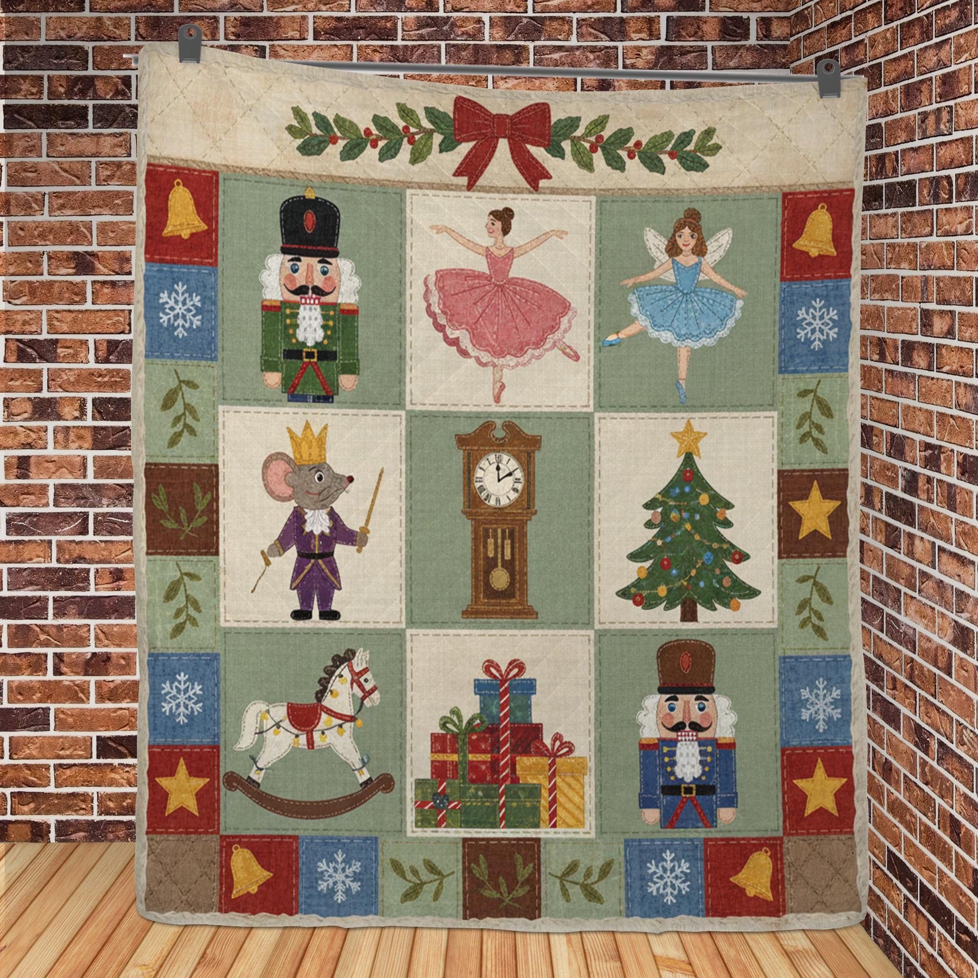 Nutcracker Quilt Blanket: Christmas Patchwork Style, Ballet Theme, Holiday Bedding image 6