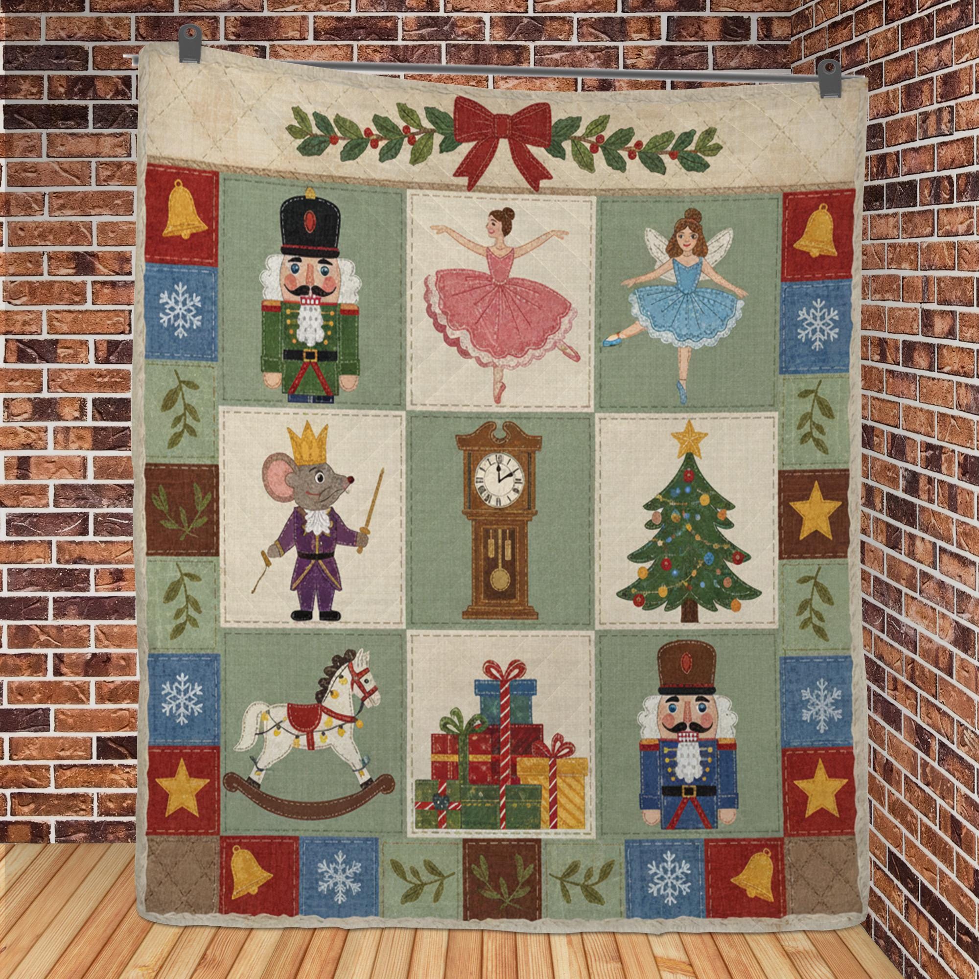 Nutcracker Quilt Blanket: Christmas Patchwork Style, Ballet Theme, Holiday Bedding image 6