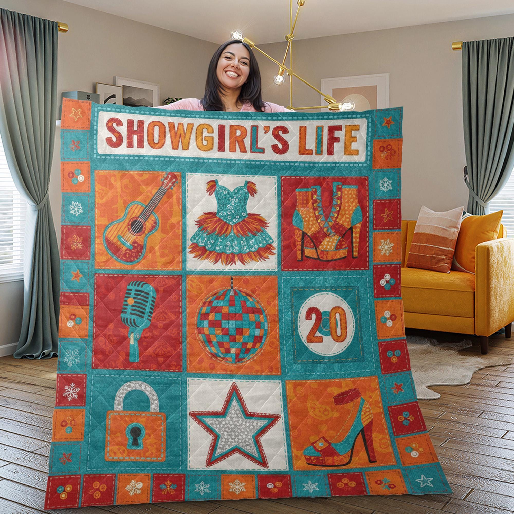 Showgirl Quilt Blanket: "Showgirl's Life" Slogan, Dancer Theme, Patchwork Style image 2