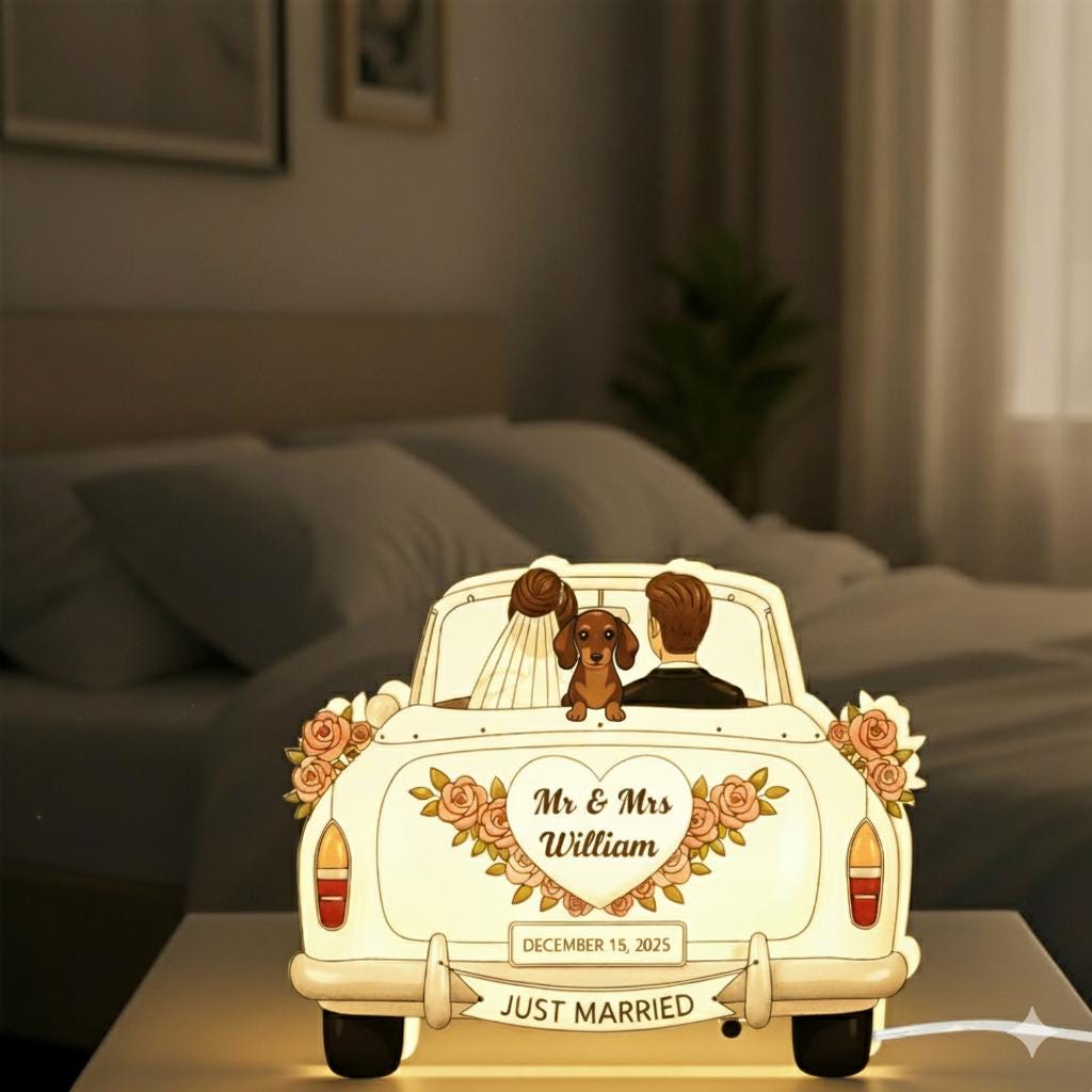 Custom Wedding Night Light Box: Personalized Wedding Car Lamp image 1
