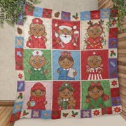 Gingerbread Nurse Quilt Blanket: Christmas Theme, Medical Patchwork Style, Holiday Bedding image 1