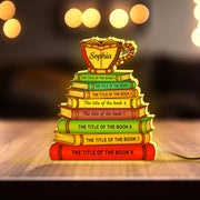 Custom Stack-of-Books LED Night Light Box with Book Names image 1