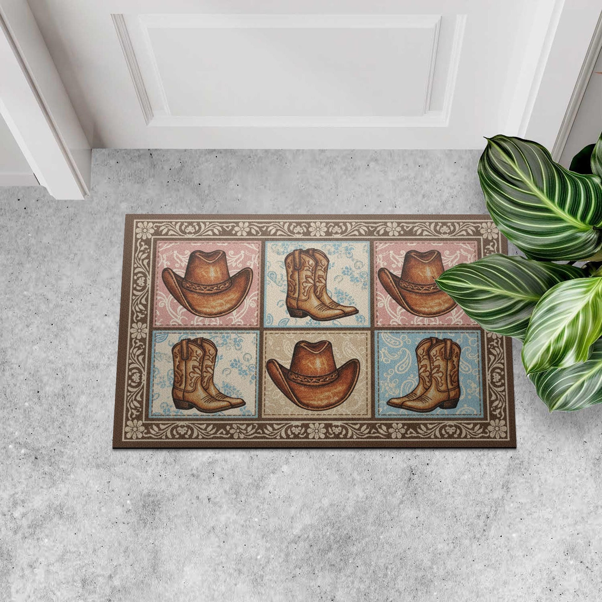 Cowboy Hat & Boots Doormat – Rustic Western Entry Mat image 7
