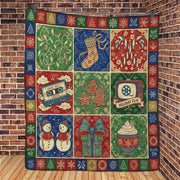 Christmas Quilt Blanket: Retro Holiday Theme, Vintage Patchwork Style, "Holiday Flix" Illustration image 1