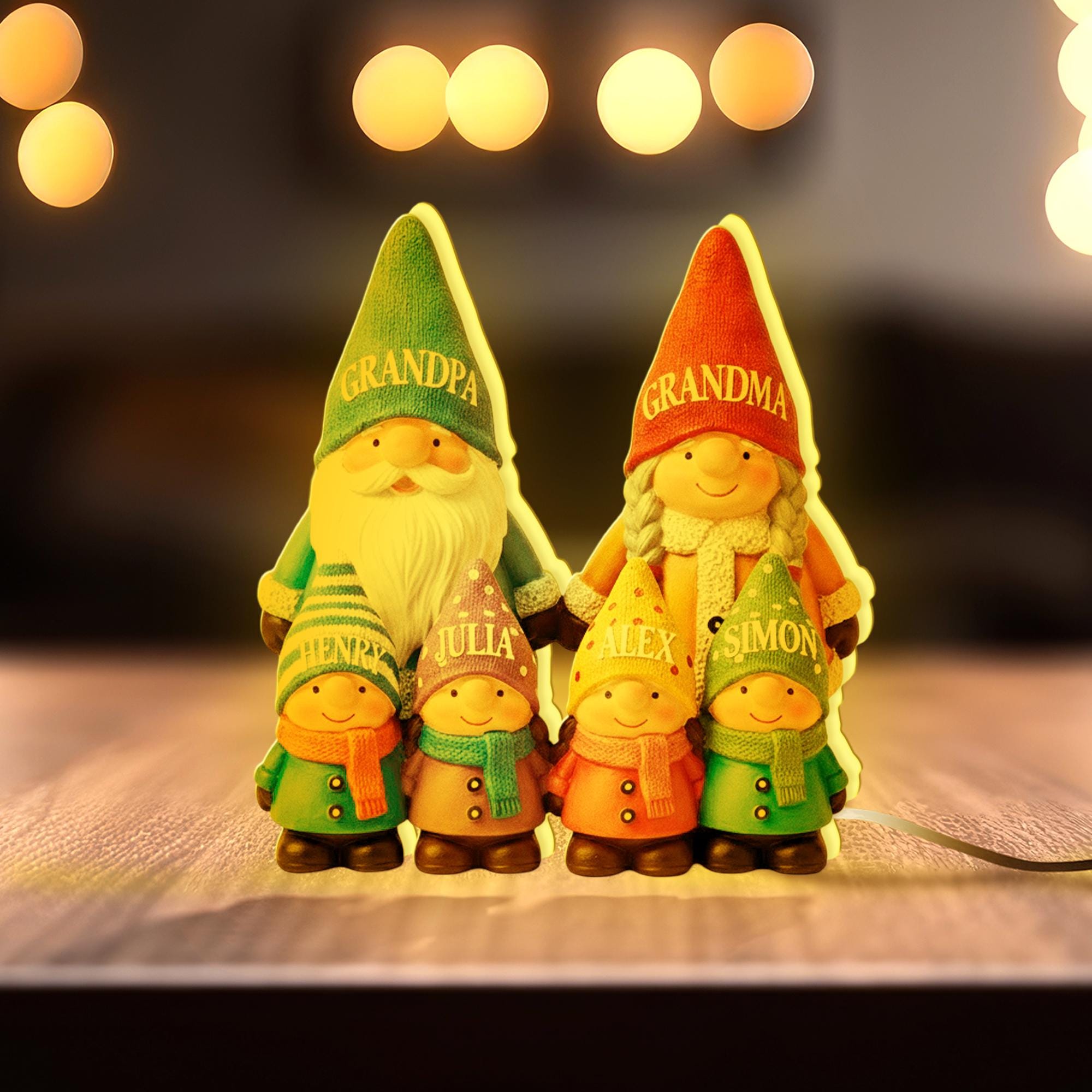 Custom Gnome Family LED Light Box with Grandma Grandpa: Personalized Names Lamp image 4