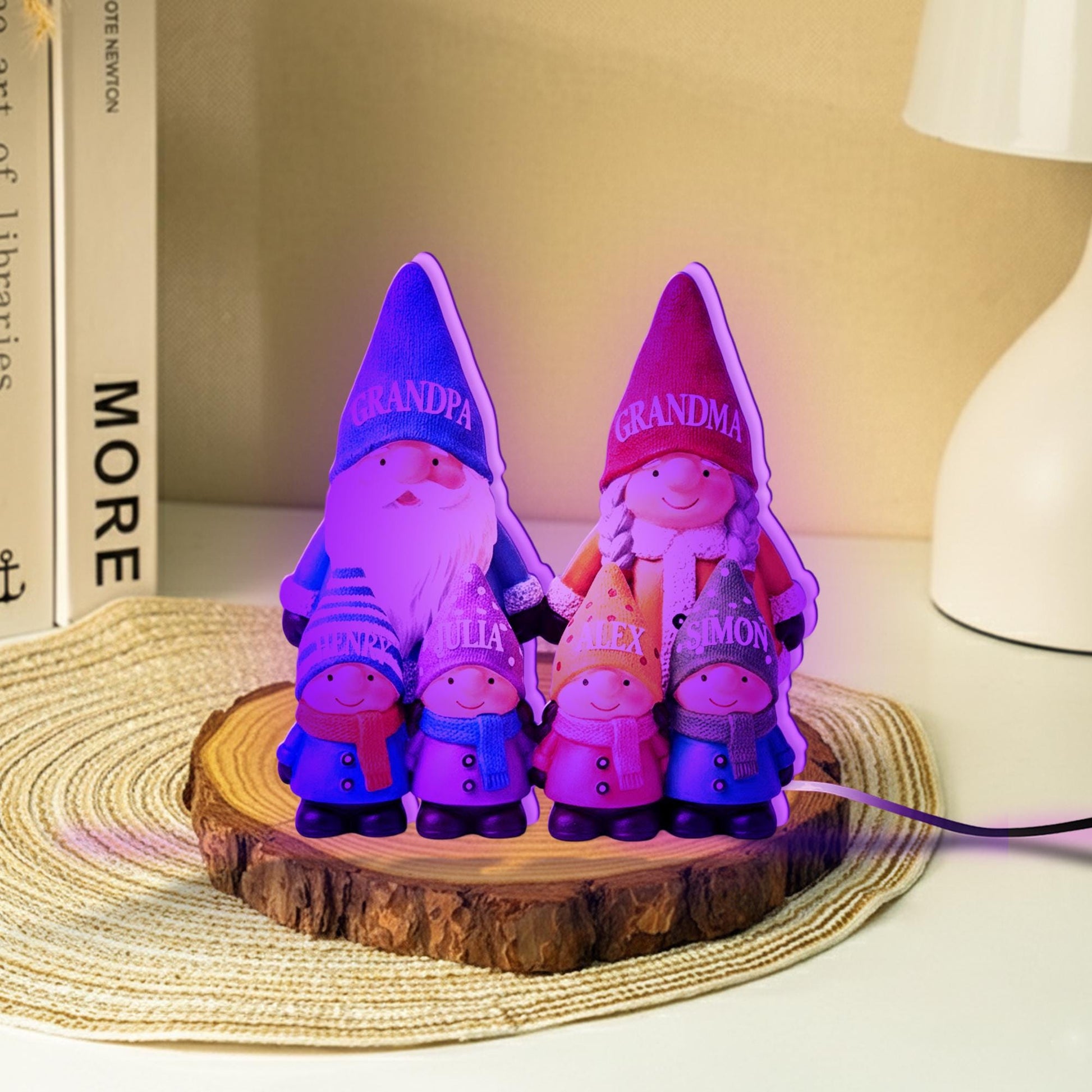 Custom Gnome Family LED Light Box with Grandma Grandpa: Personalized Names Lamp image 5