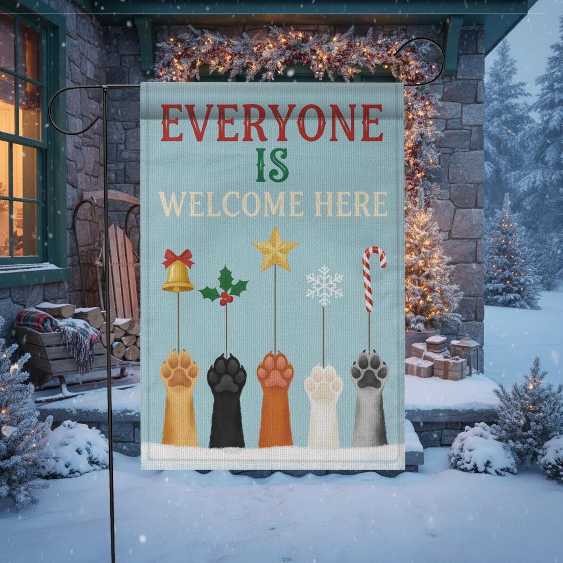 Christmas Pet Paw Garden Flag: Holiday Welcome Banner image 4