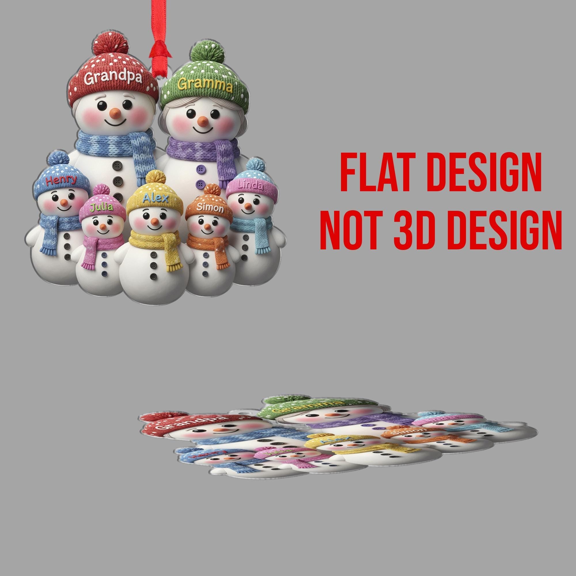 Custom Snowman Family Ornament with Grandma Grandpa: Personalized Names gift image 3