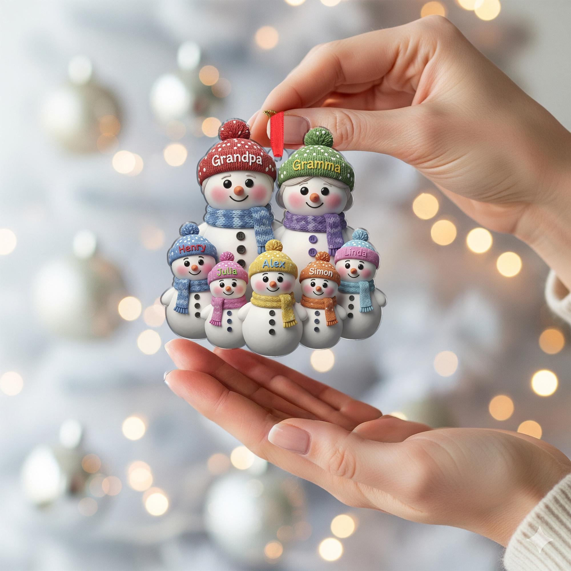 Custom Snowman Family Ornament with Grandma Grandpa: Personalized Names gift image 4