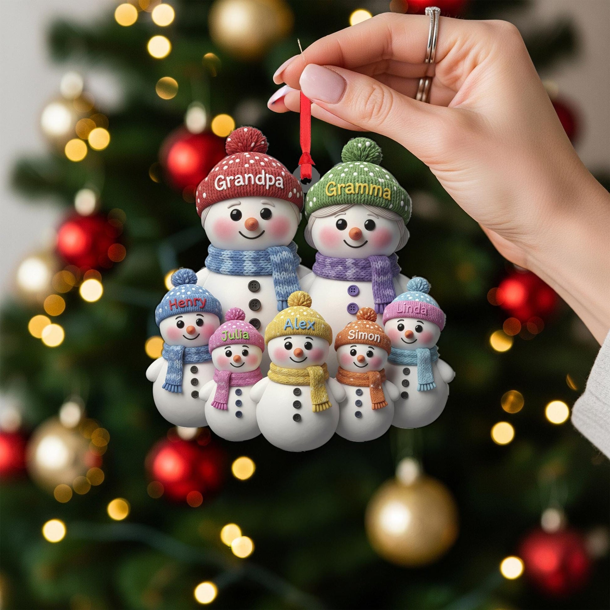 Custom Snowman Family Ornament with Grandma Grandpa: Personalized Names gift image 2