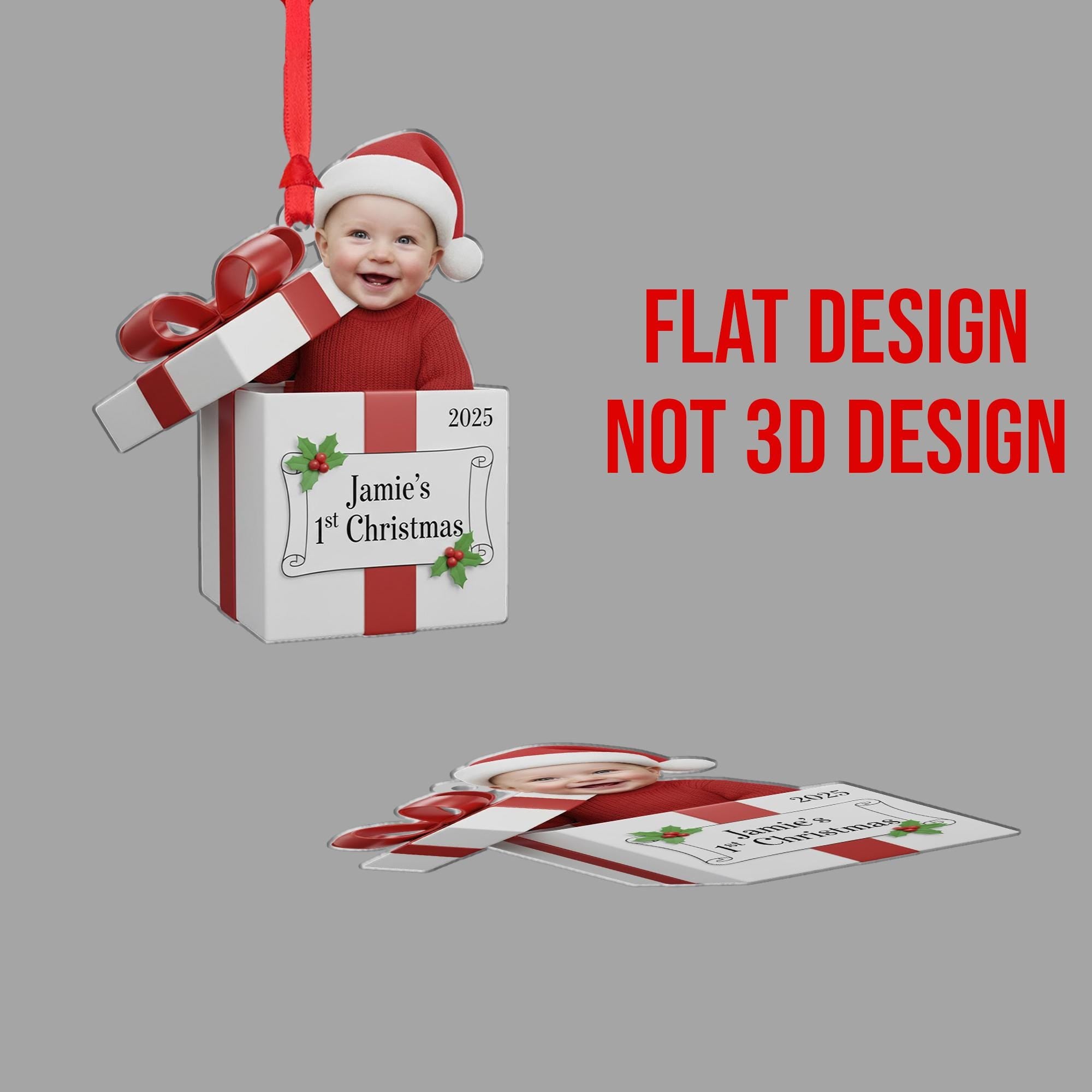 Custom Baby Photo Ornament – Personalized 1st Christmas Gift Keepsake for New Parents image 3