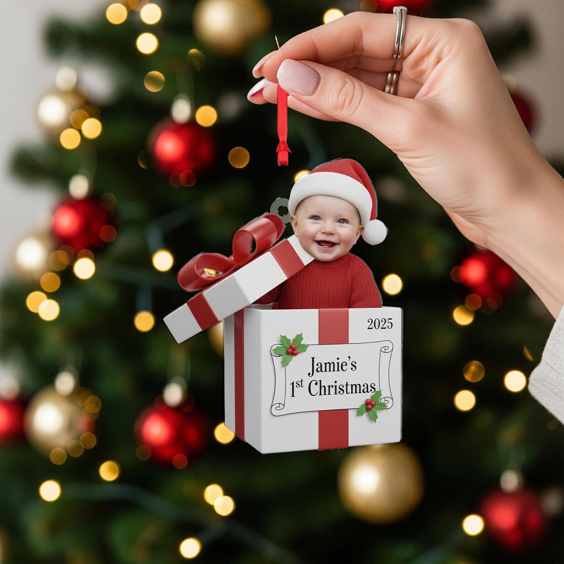 Custom Baby Photo Ornament – Personalized 1st Christmas Gift Keepsake for New Parents image 6