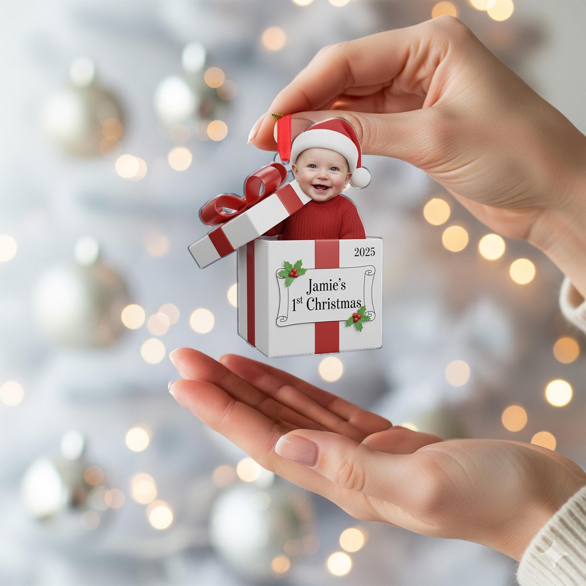 Custom Baby Photo Ornament – Personalized 1st Christmas Gift Keepsake for New Parents image 5