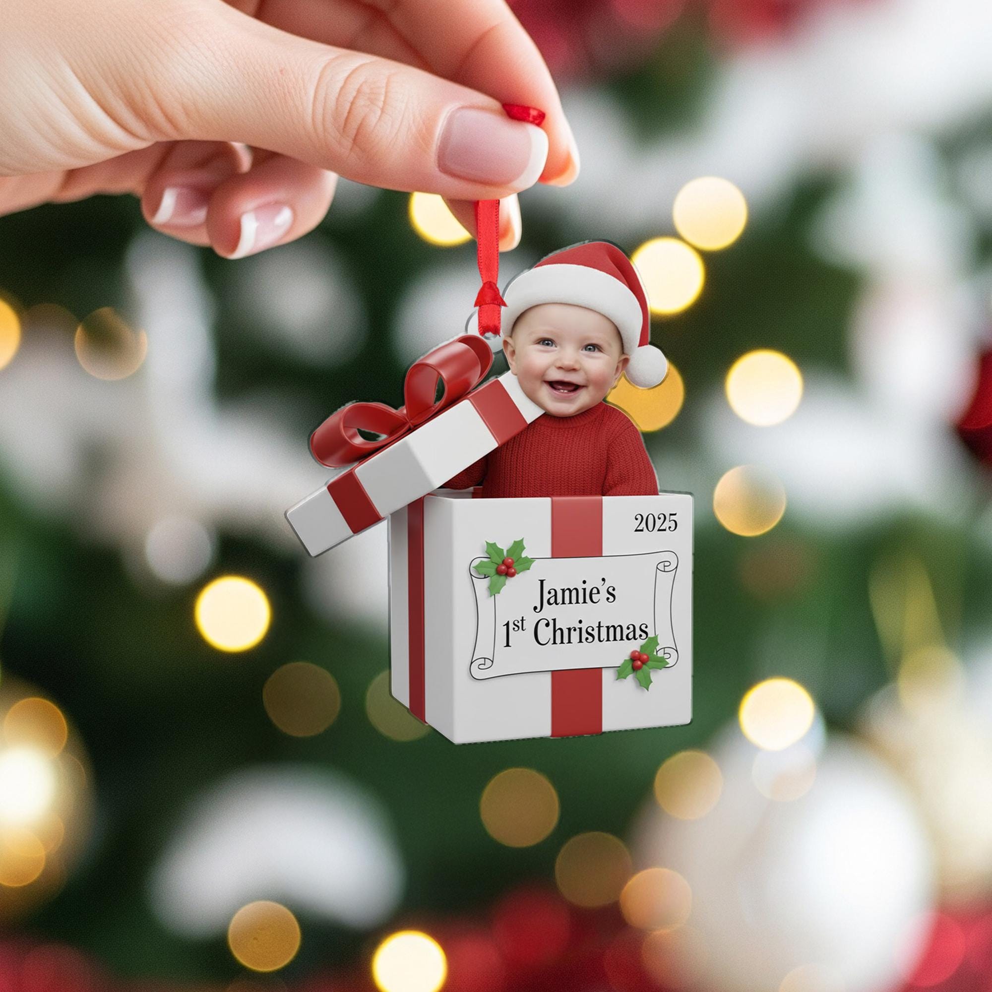 Custom Baby Photo Ornament – Personalized 1st Christmas Gift Keepsake for New Parents image 4