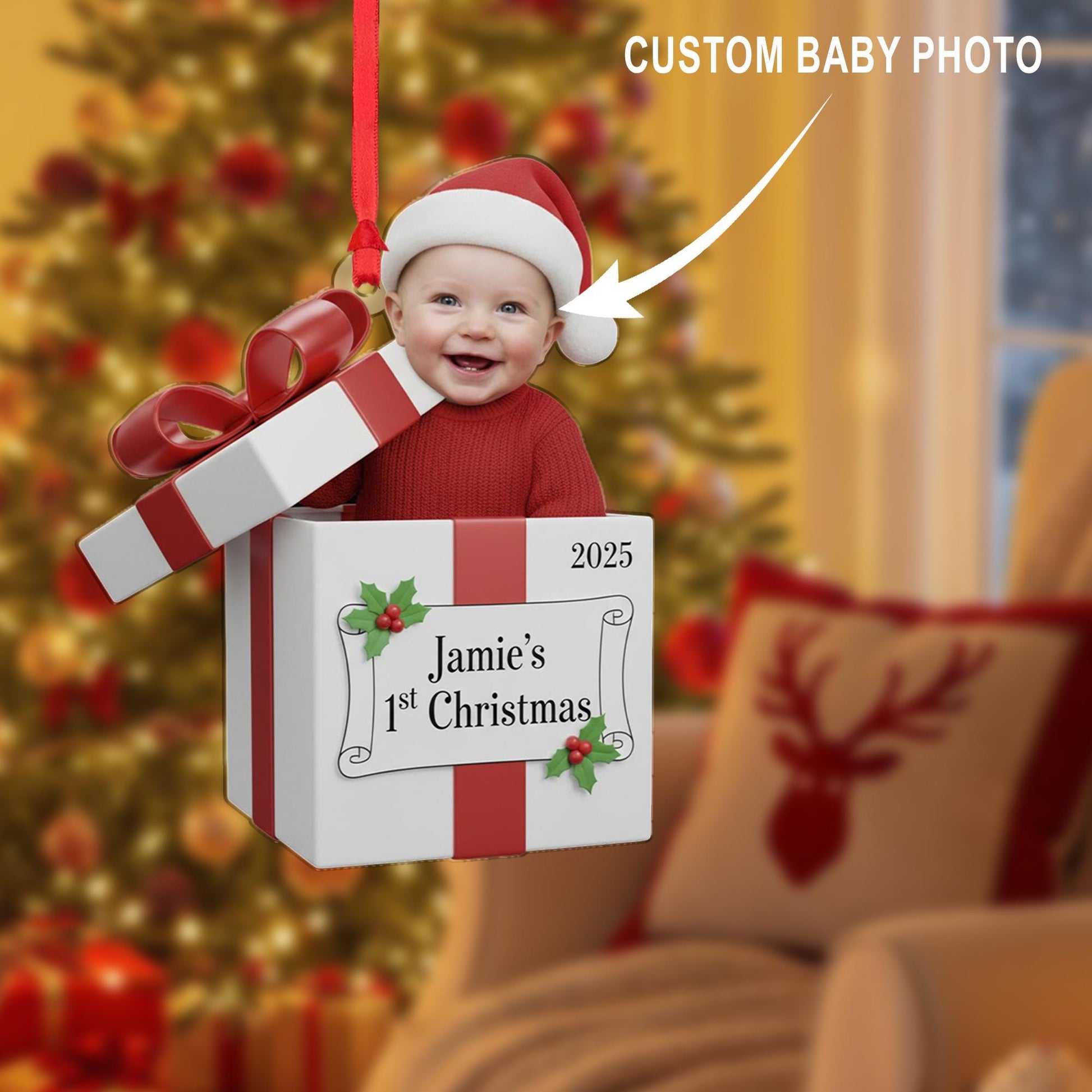 Custom Baby Photo Ornament – Personalized 1st Christmas Gift Keepsake for New Parents image 7