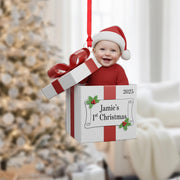 Custom Baby Photo Ornament – Personalized 1st Christmas Gift Keepsake for New Parents image 1