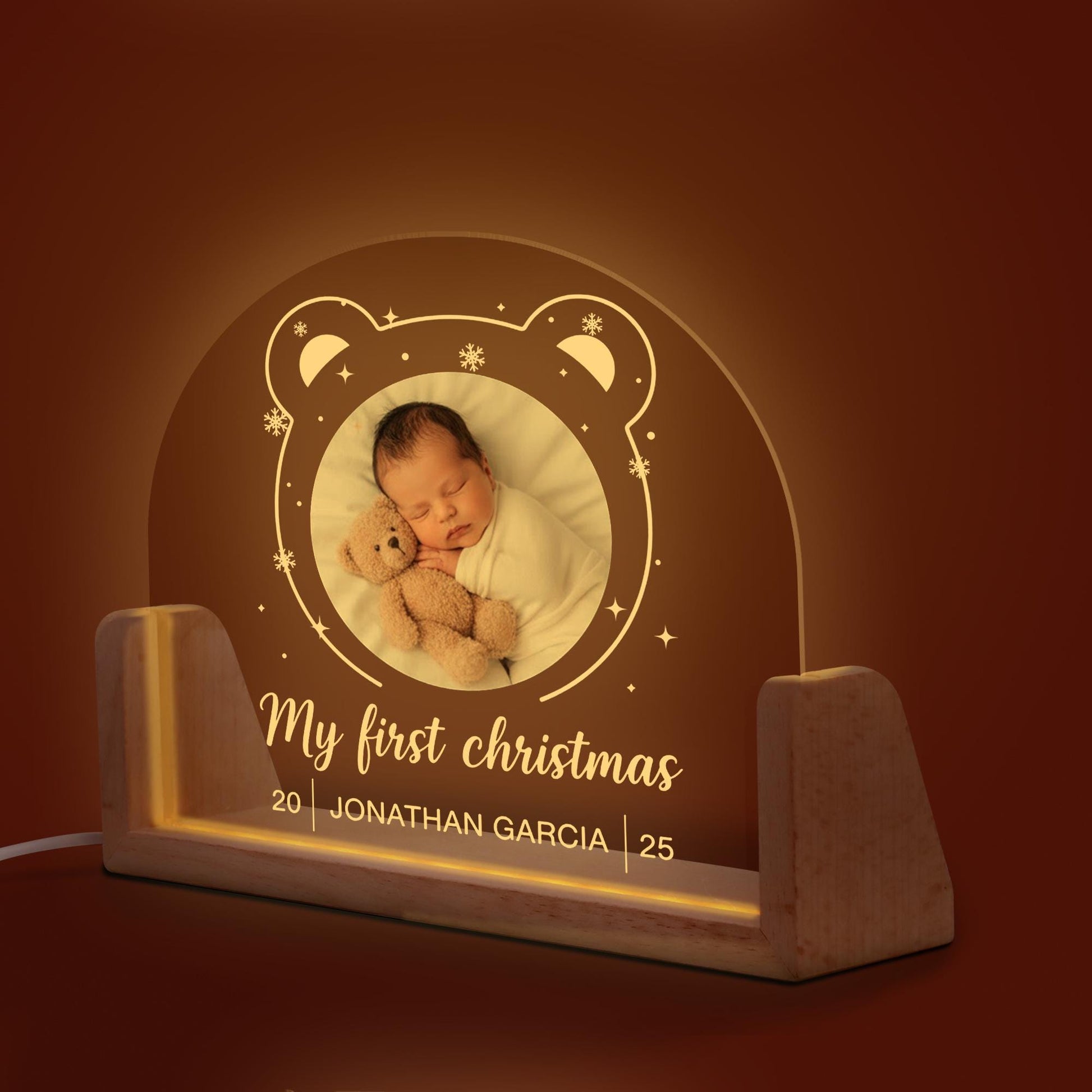 Custom Baby Night Light – My First Christmas Acrylic Lamp Gift for Newborn image 6