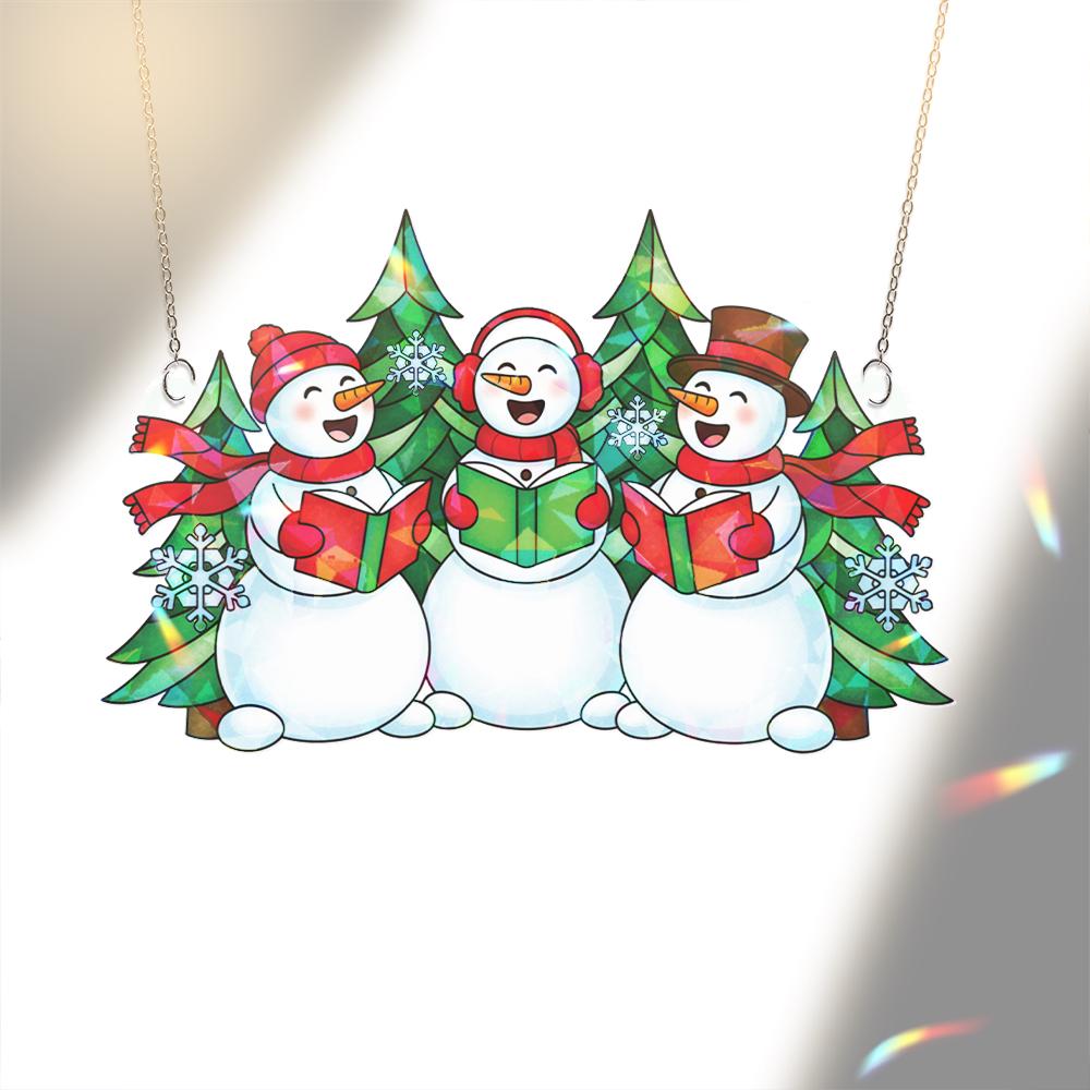 Snowman Choir Window Hanging – Festive Christmas Suncatcher Holiday Home Decor image 5