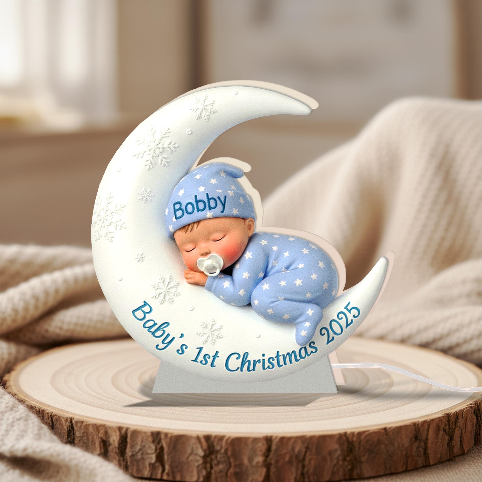 Personalized Baby Moon Night Light – Baby 1st Christmas Keepsake for Newborn image 4