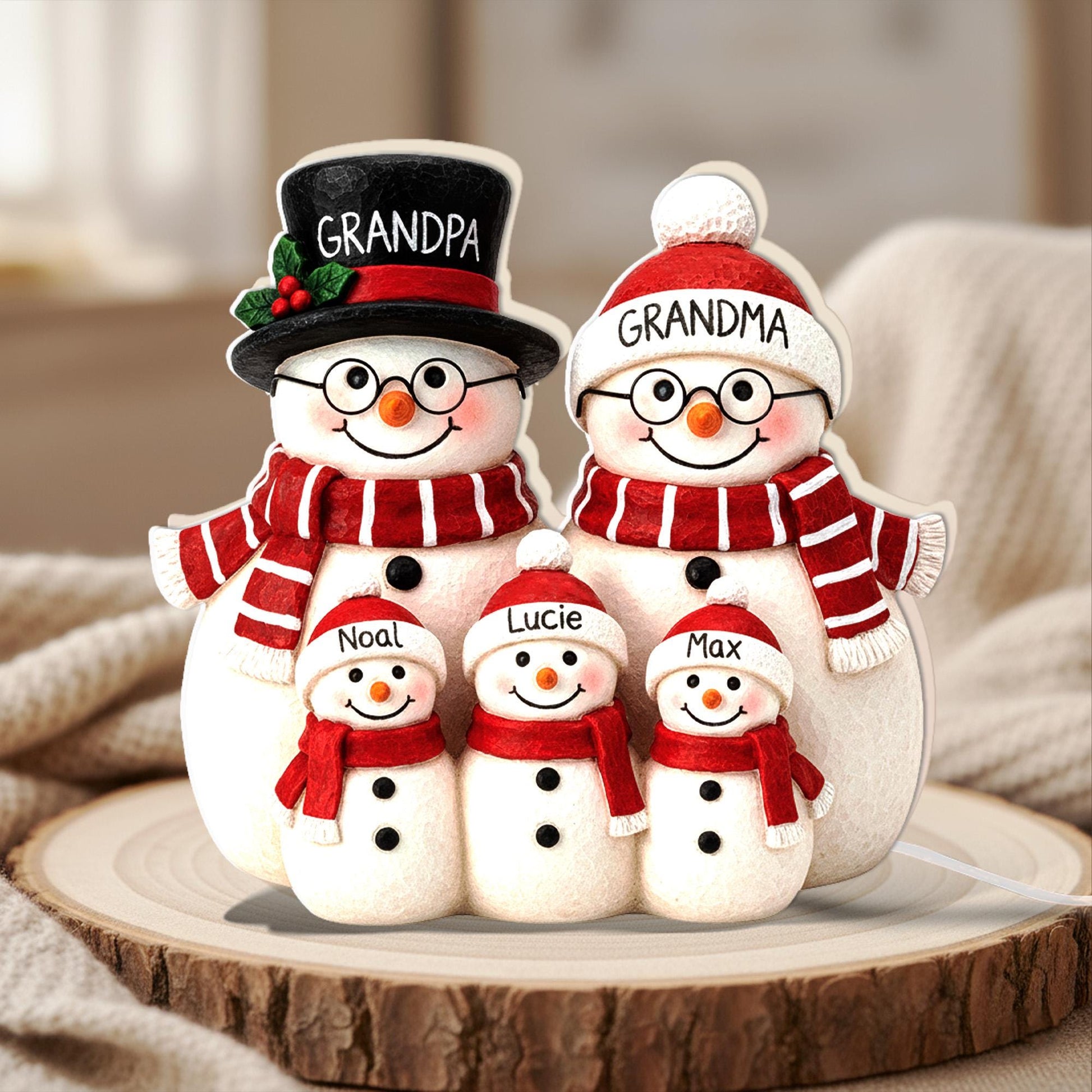 Custom Family Snowman Night Light – Christmas Gift for Grandma & Grandpa image 5