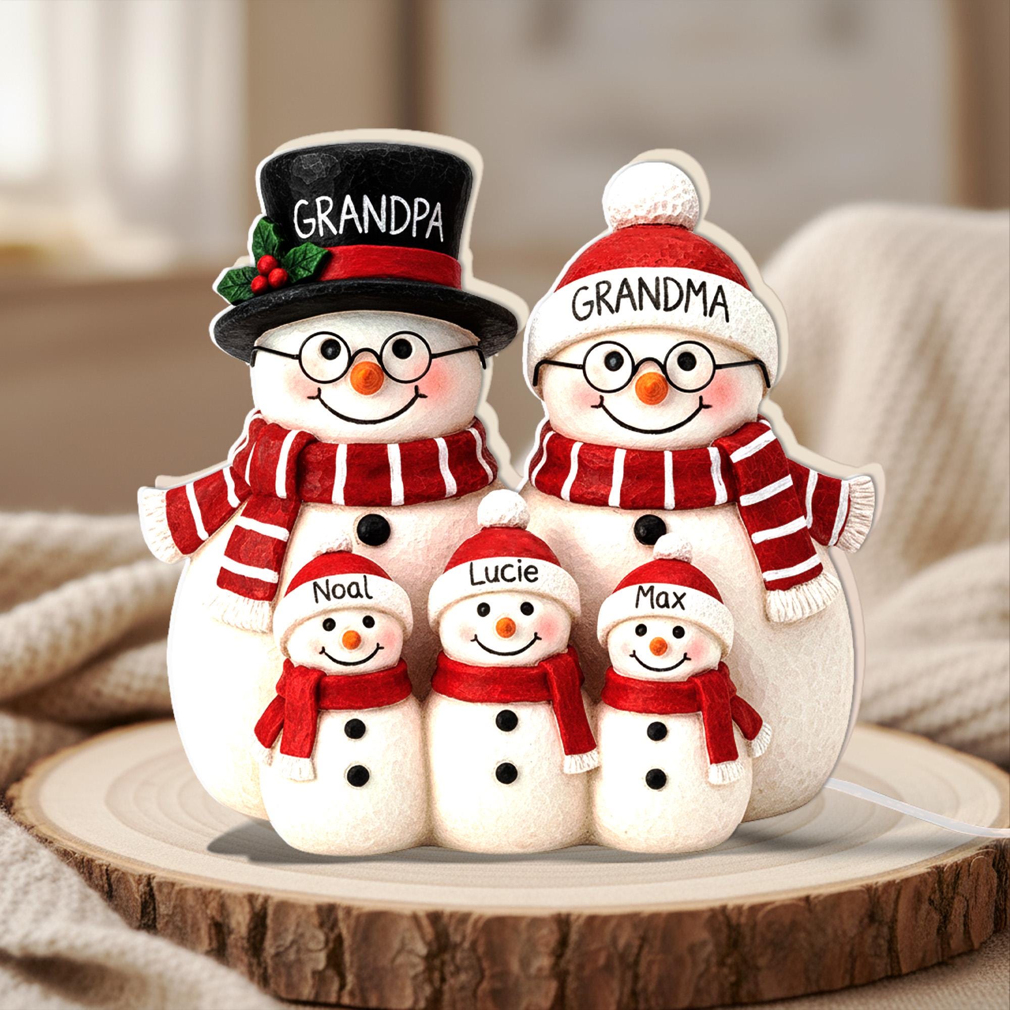 Custom Family Snowman Night Light – Christmas Gift for Grandma & Grandpa image 5
